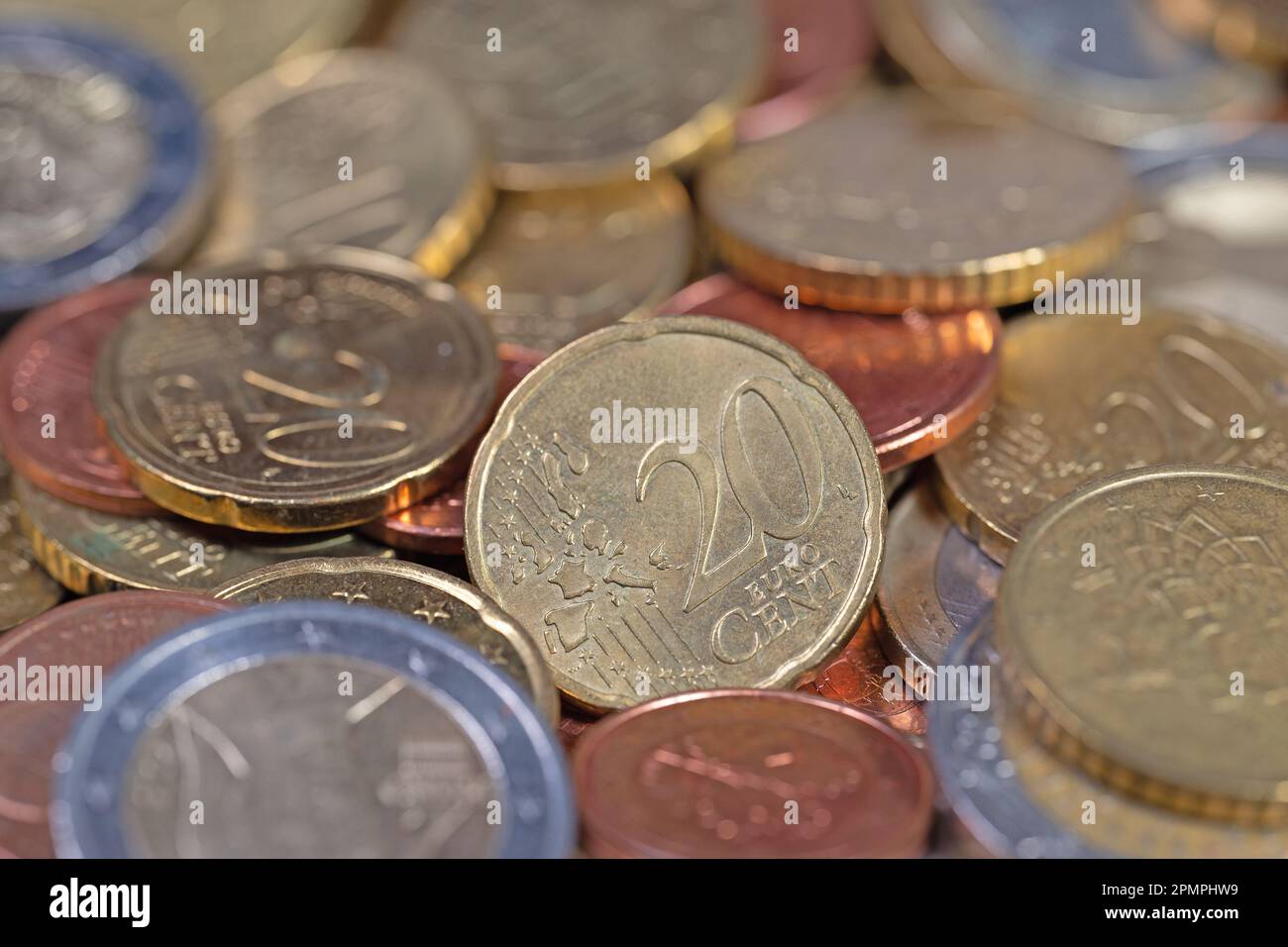 Euro coins in a closeup Stock Photo