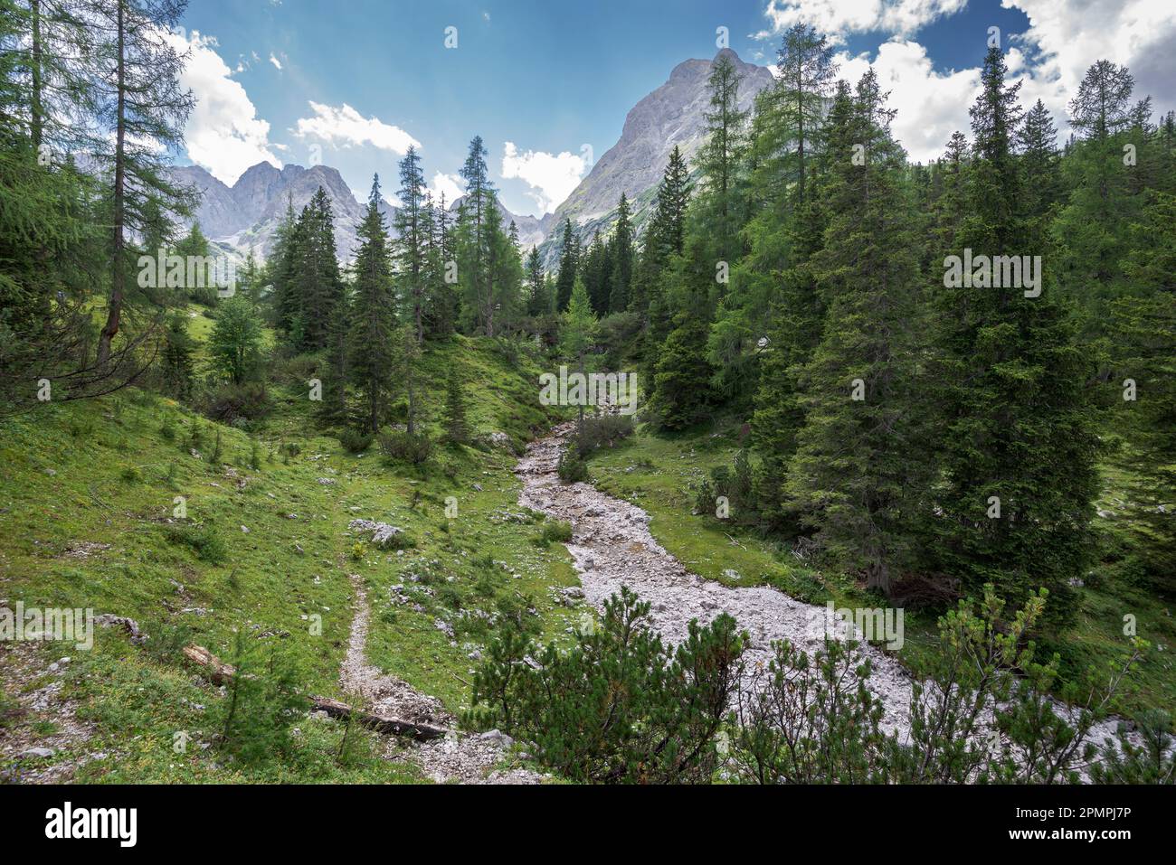 The Gaisbach stream, by the Seebensee lake, in the Mieming Range, State of Tyrol, Austria. Stock Photo