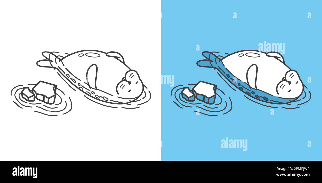 Seal walrus vector sea lion swim illustration doodle Stock Vector