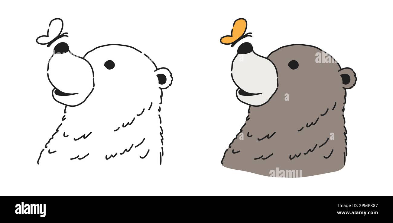 Bear vector Polar bear icon logo face head butterfly illustration cartoon character Stock Vector