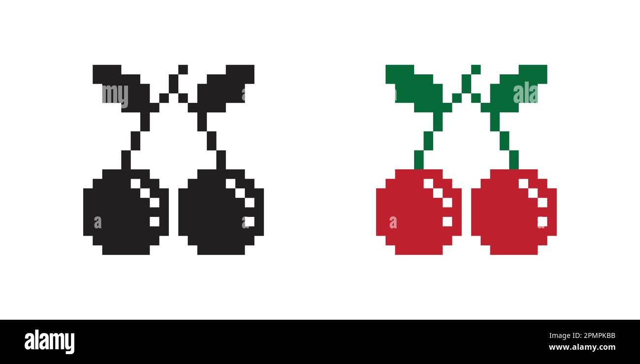 Cherry pixel logo icon Vector illustration Stock Vector