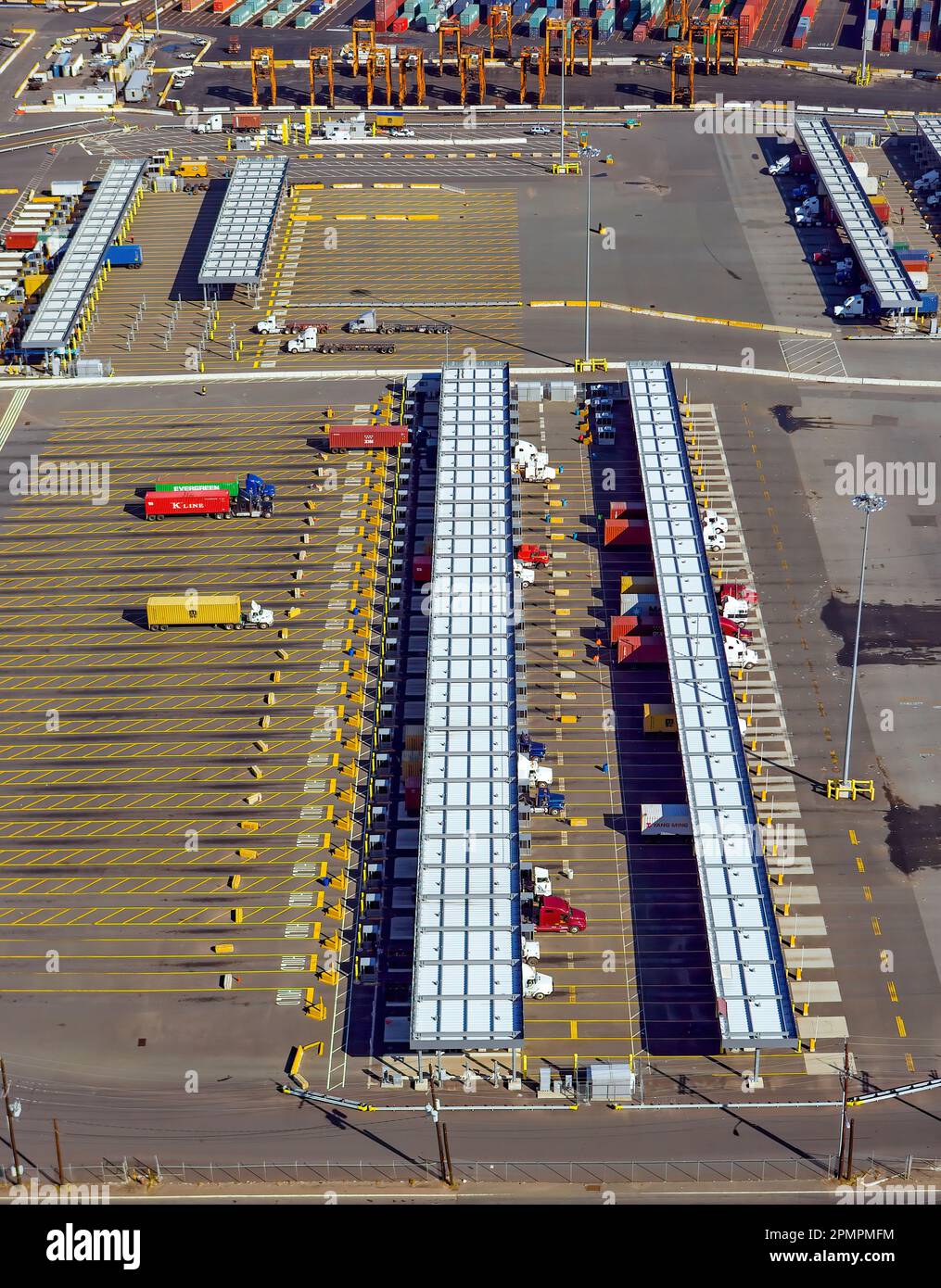 Container Shipping Inspection Gates, Port Newark, NJ Stock Photo