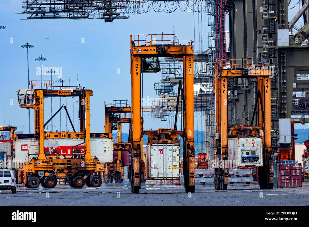 Container Shipping Yard Straddles, Port of Elizabeth, Newark, New