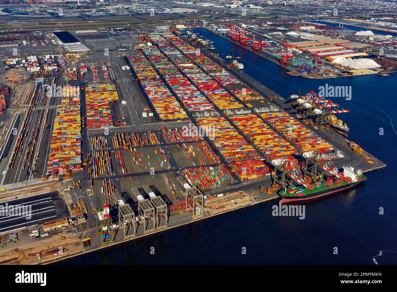 Container Shipping Yards, Port of Elizabeth, Newark, New Jersey Stock Photo