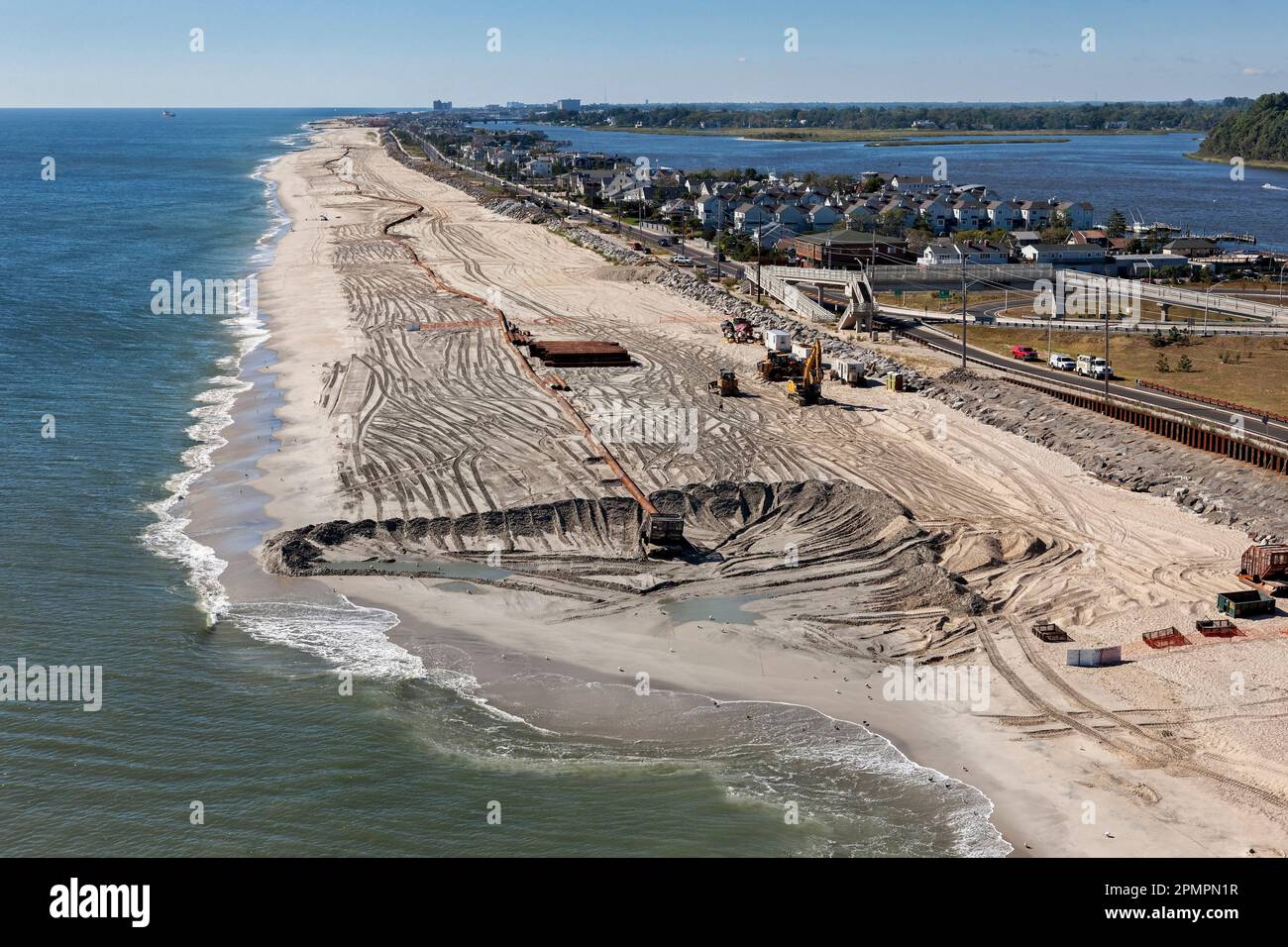 New Jersey Shore Beach Reclamation Project, Monmouth, NJ (after Hurricane Sandy) Stock Photo