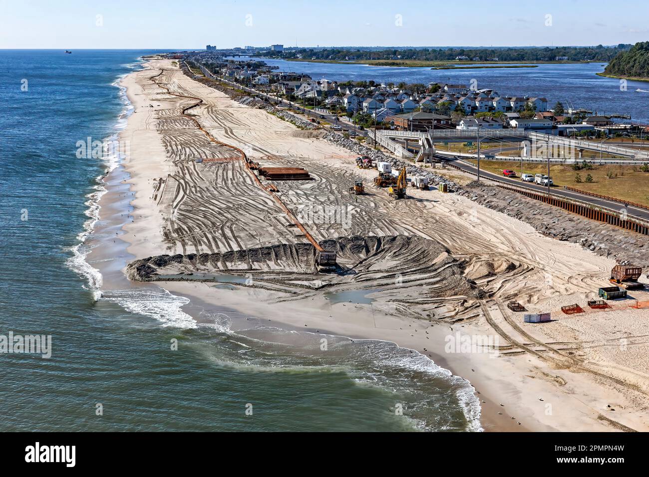 New Jersey Shore Beach Reclamation Project, Monmouth, NJ (after Hurricane Sandy) Stock Photo