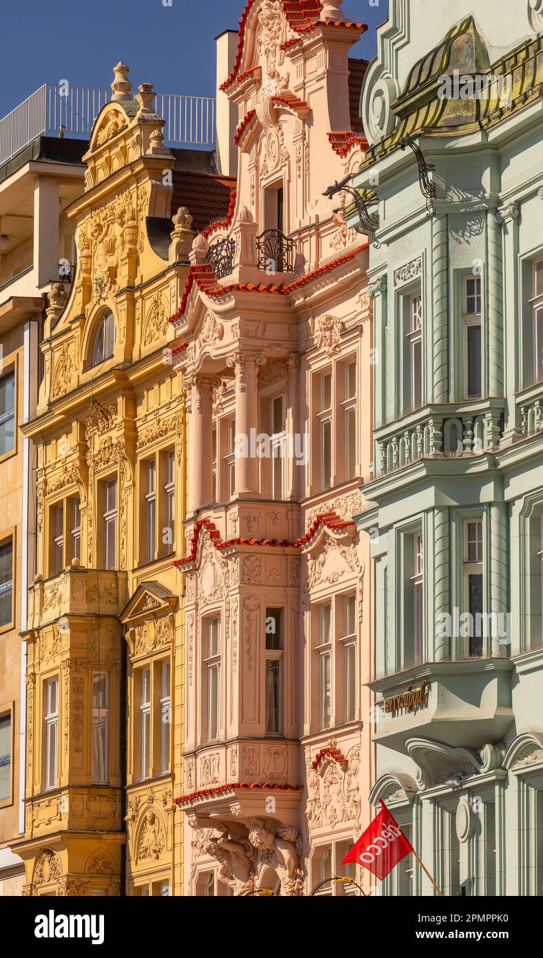 PILSEN, CZECH REPUBLIC, EUROPE - Colorful building facades on Main ...