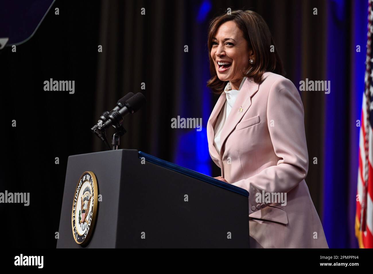 New York, USA. 14th Apr, 2023. Vice President Kamala Harris attends the National Action Network