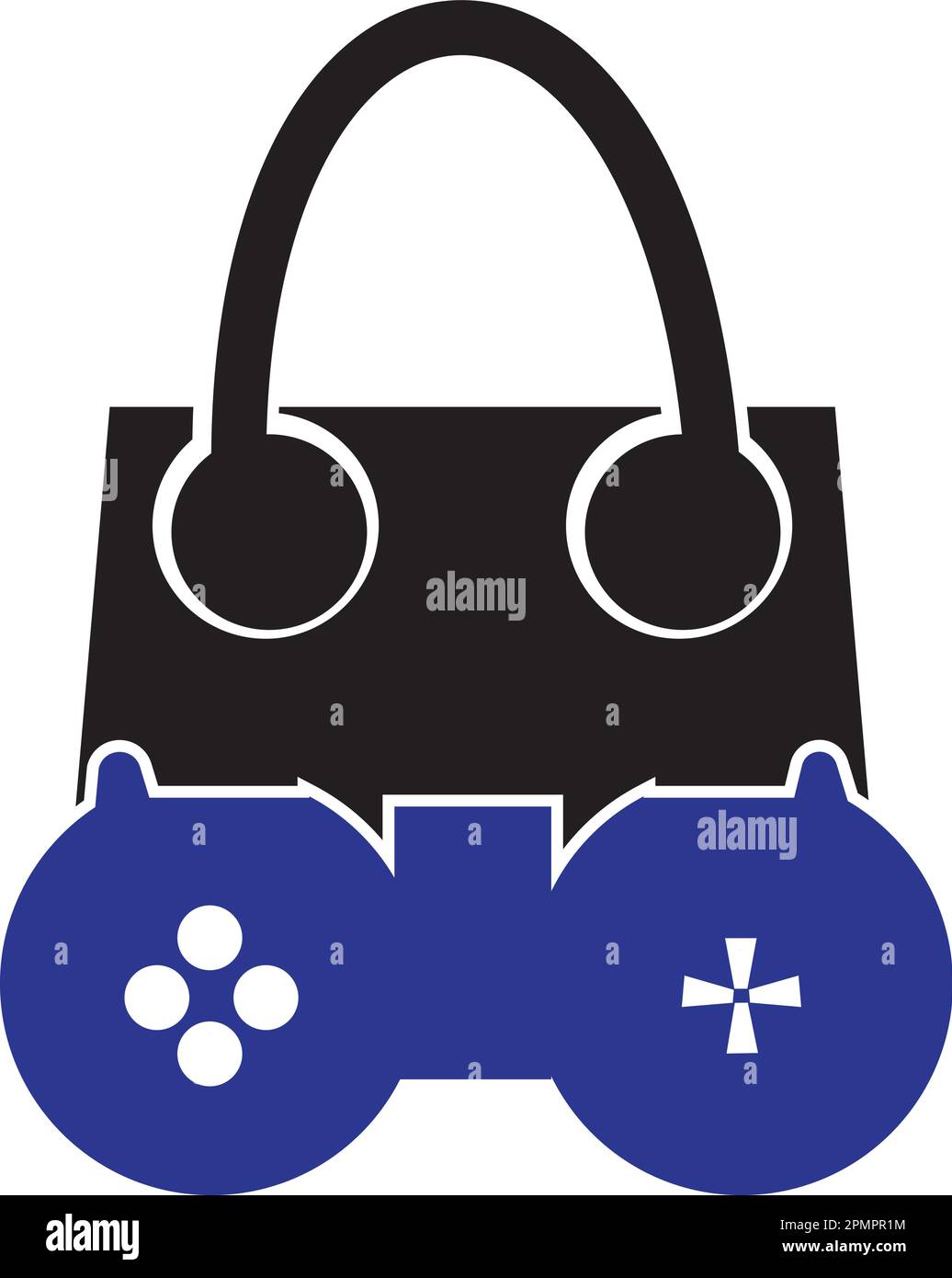 shopping bag game logo vector design template Stock Vector