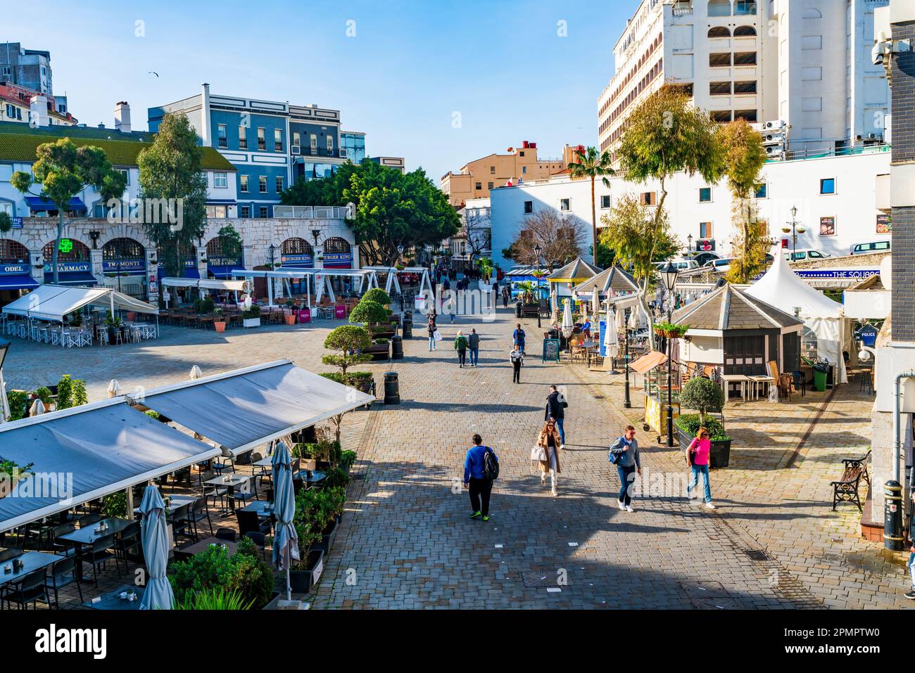 GIBRALTAR, UK - MARCH 10, 2023:  View of Grand Casemates Square in Gibraltar town. Gibraltar is a British Overseas Territory Stock Photo