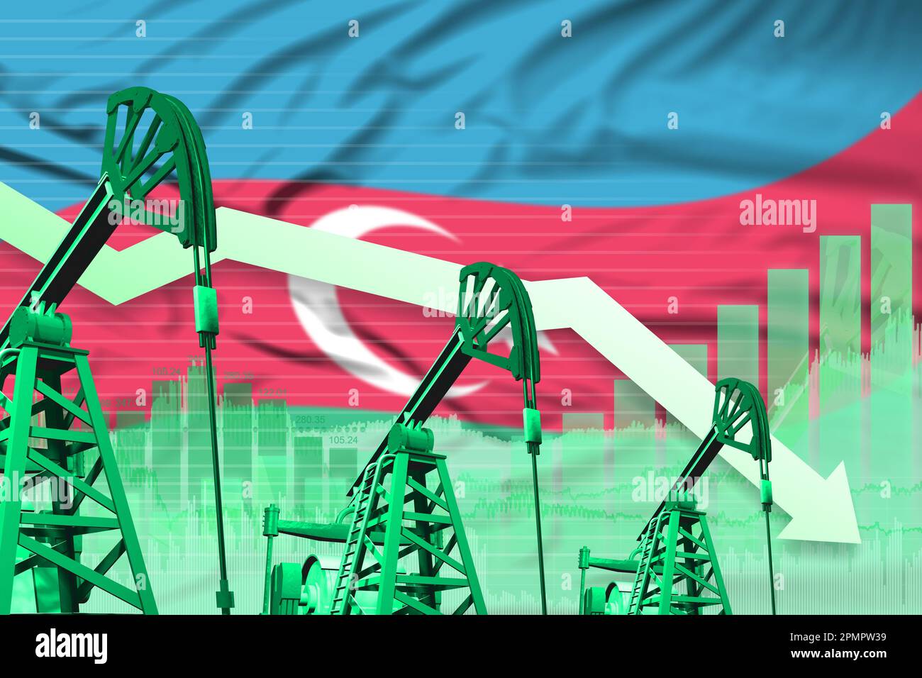 Azerbaijan oil industry concept, industrial illustration - lowering ...