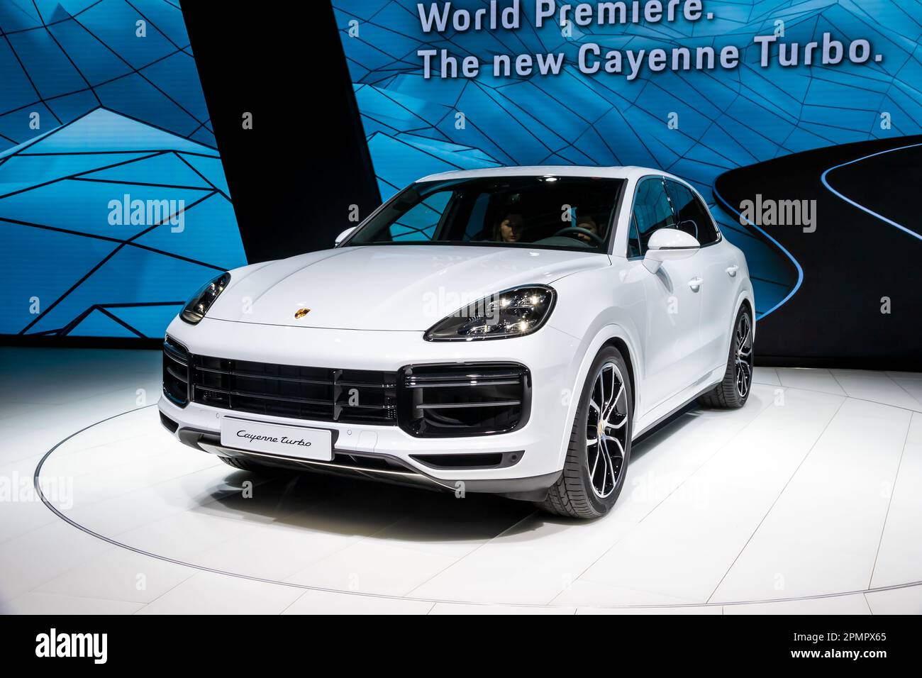Porsche Cayenne Turbo car at the Frankfurt IAA Motor Show. Germany - September 12, 2017. Stock Photo