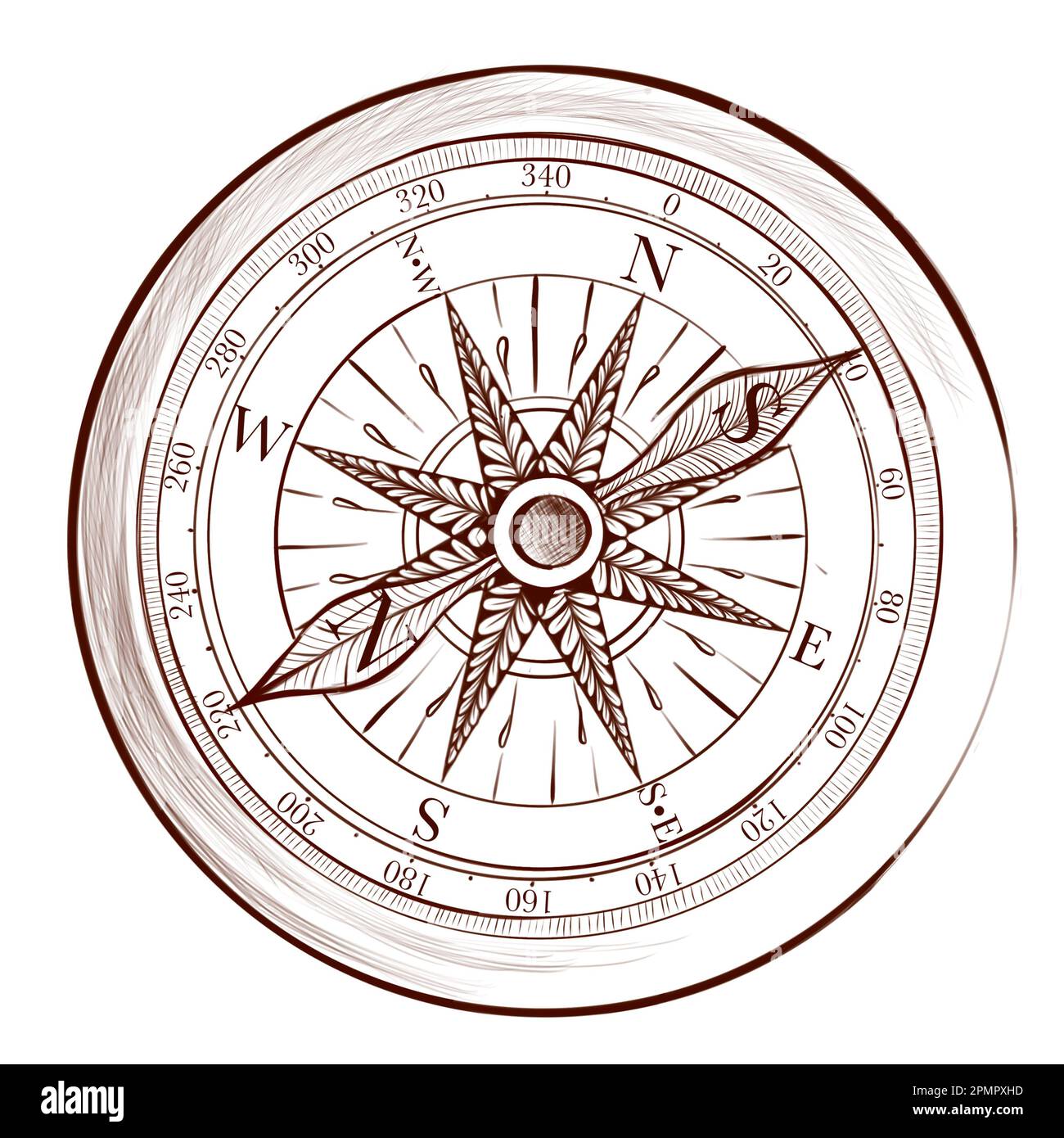 Compas for navigation and hunting. Camping tourism, sail adventure