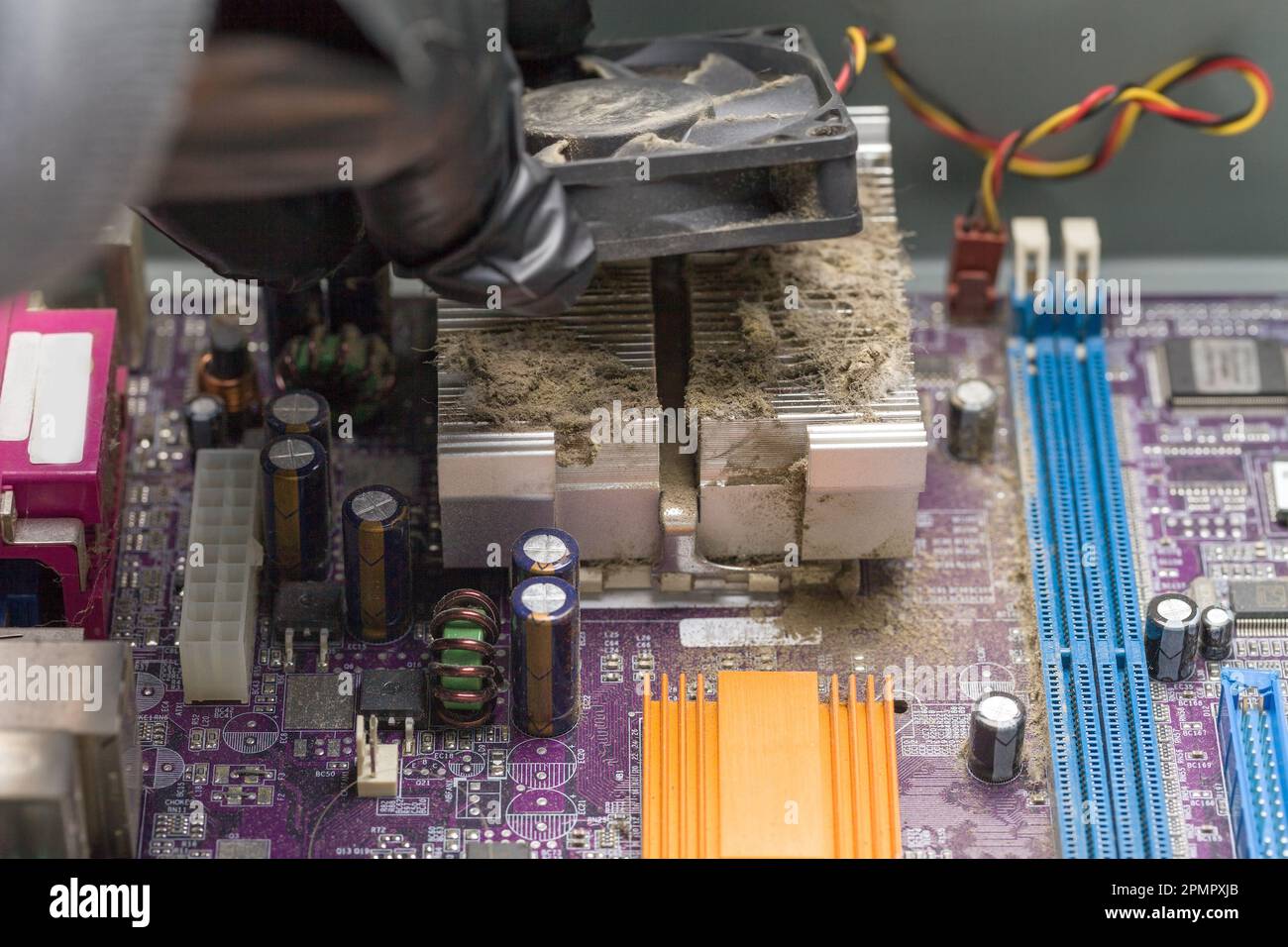 Dirt and dust on PC cooling radiator. Dirt on CPU cooling radiator ...