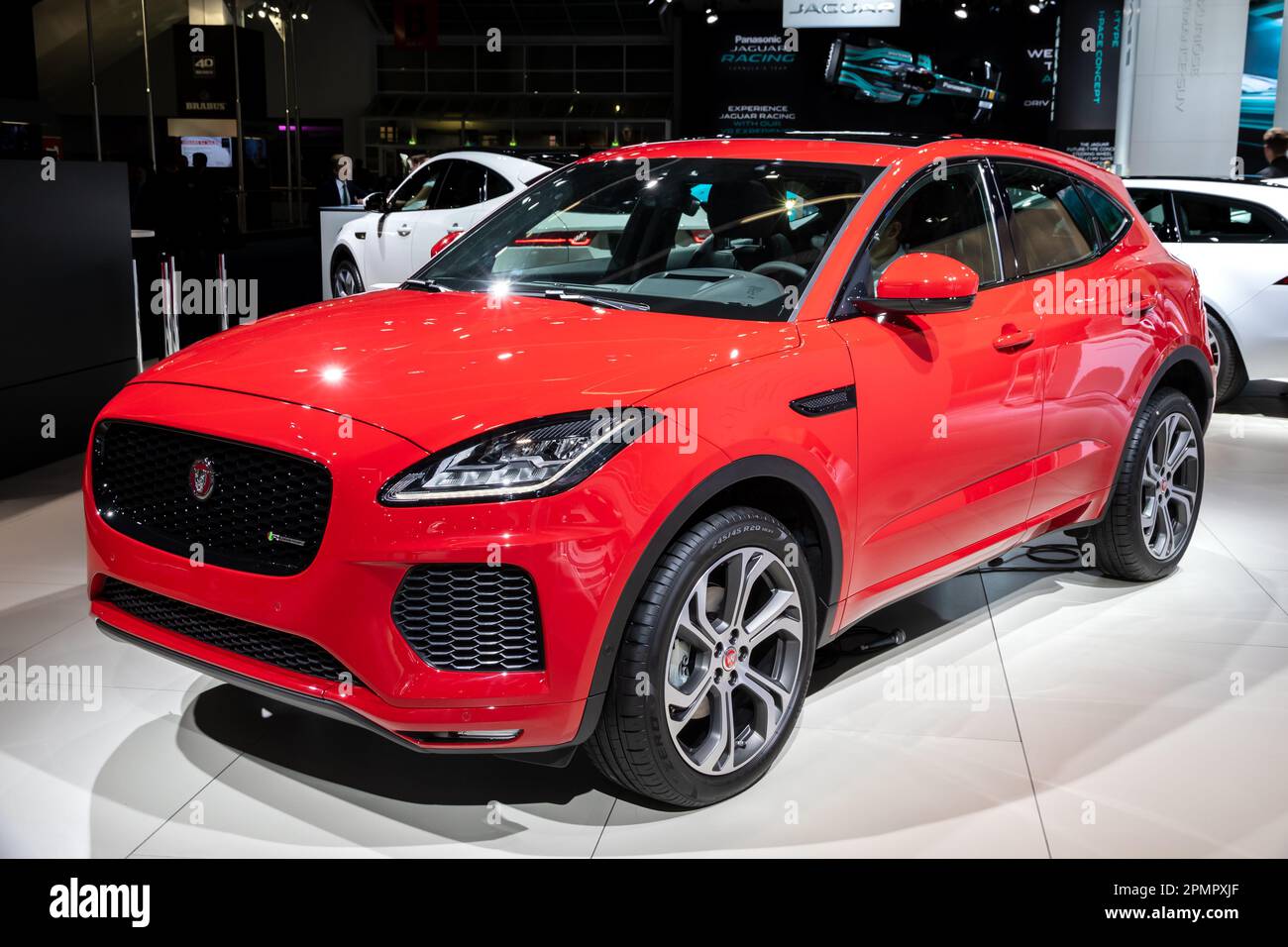 Jaguar E-Pace D180 AWD car at the Frankfurt IAA Motor Show. Germany - September 12, 2017. Stock Photo