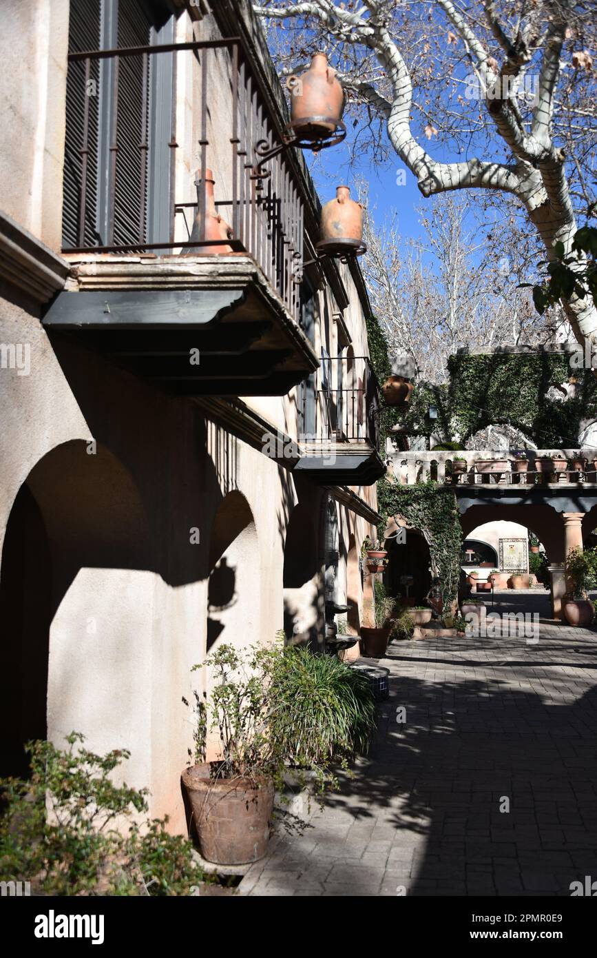Sedona, Arizona. U.S.A. 1/13/2023. Tlaquepaque Village. Quaint shops