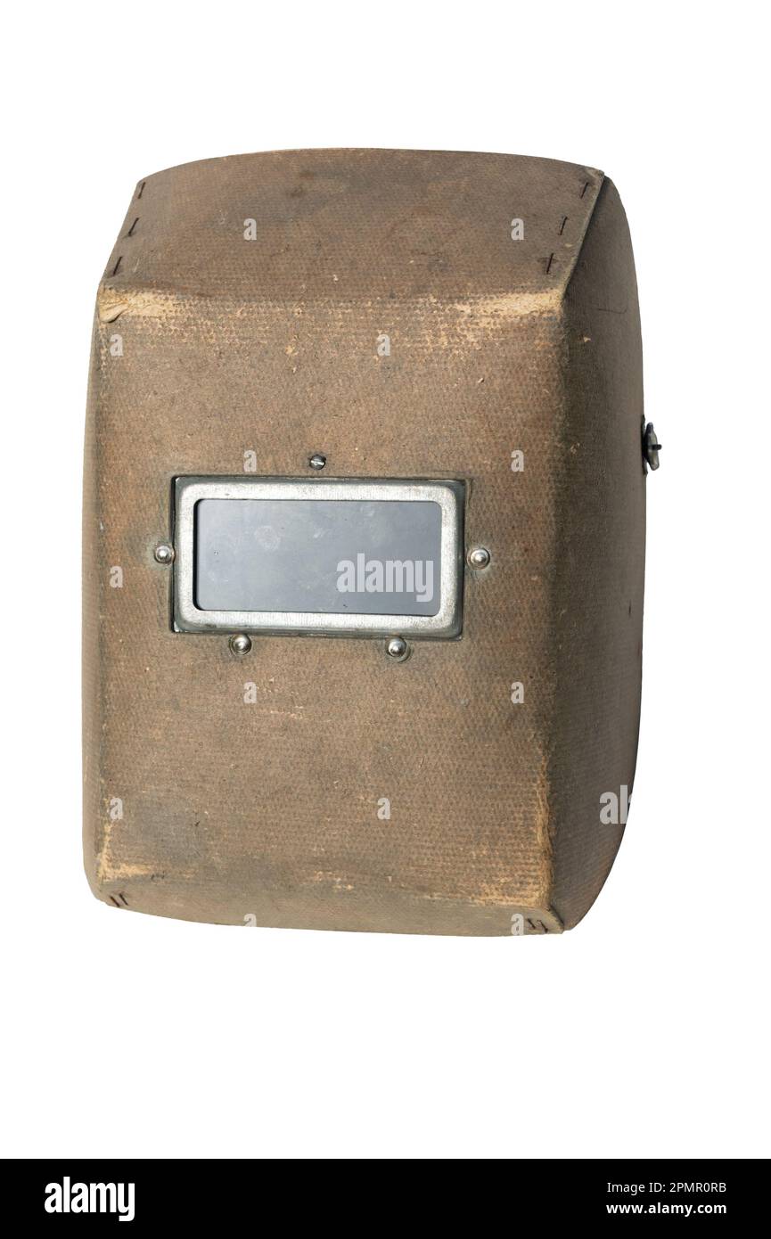 vintage welding helmet. protective welding mask. isolated on white