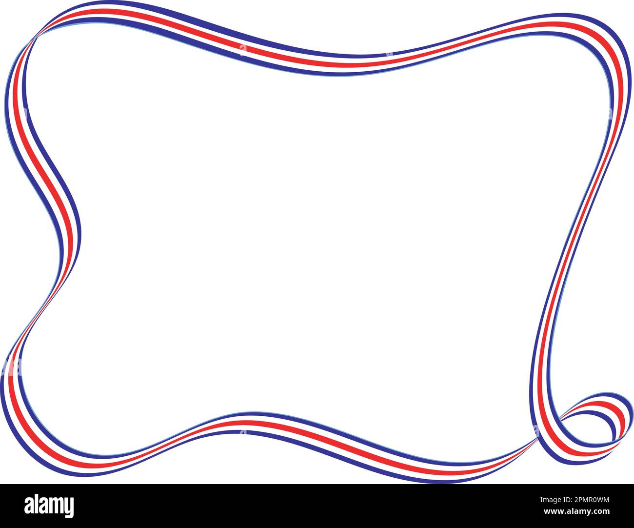 Tricolor border art - red, white, blue. Designed for 11 x 8,5 inches, but may be carefully altered. Please be careful of excessive distortion, Stock Vector