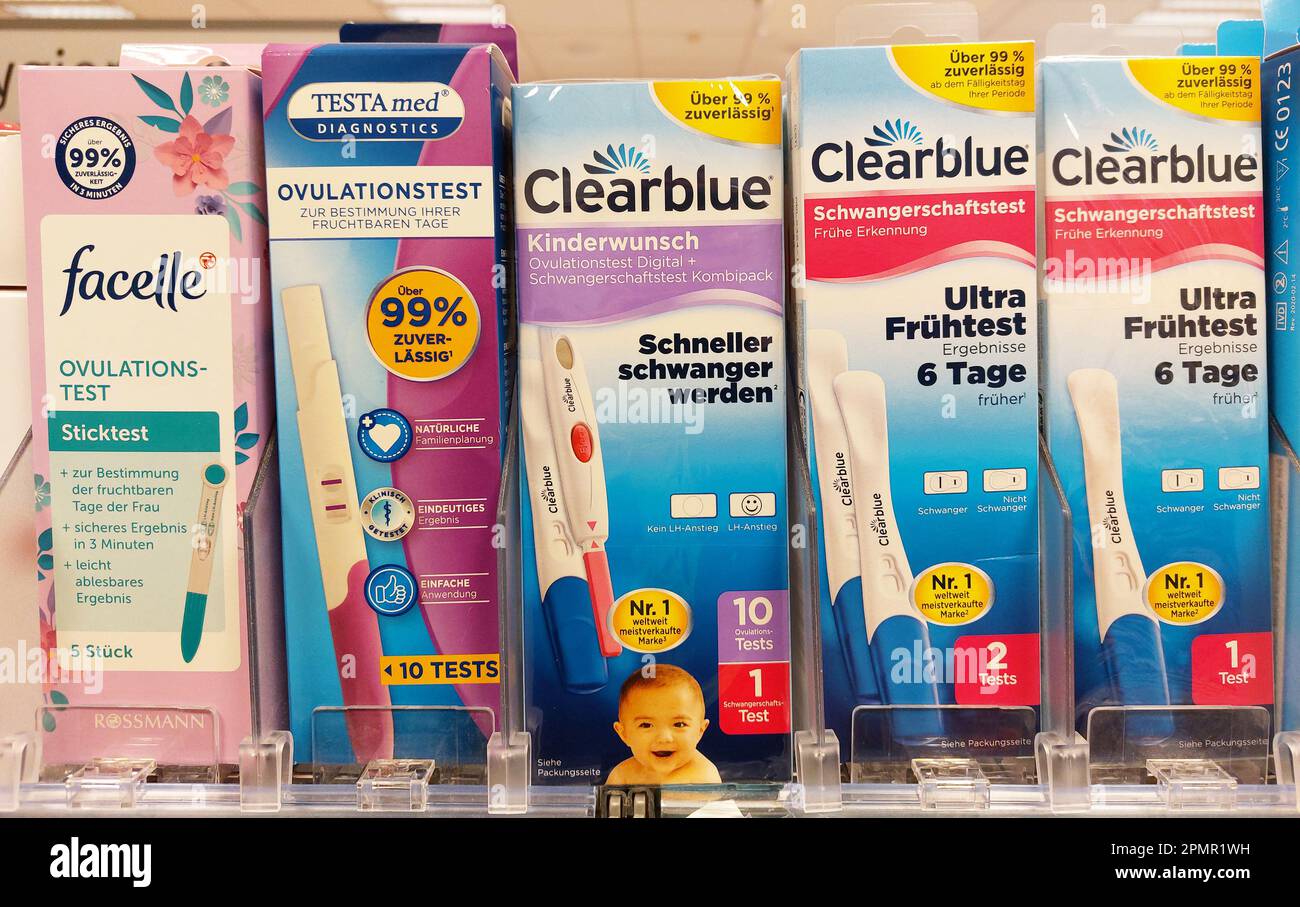 ovulation test packages by different brands in a drug store Stock Photo ...