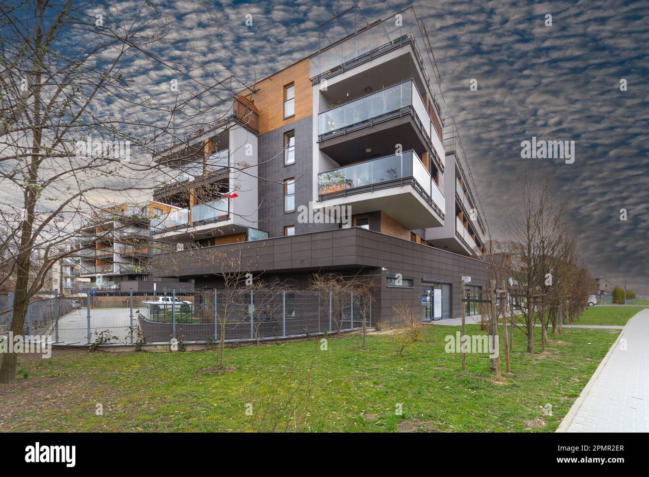 Modern apartment buildings in the city of Krakow, Poland Stock Photo