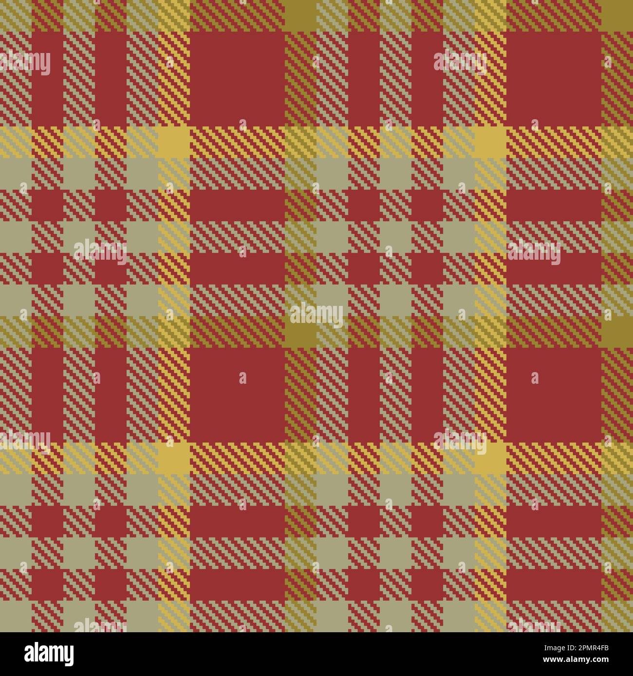 Check pattern vector. Plaid tartan textile. Fabric background texture seamless in yellow and red colors. Stock Vector