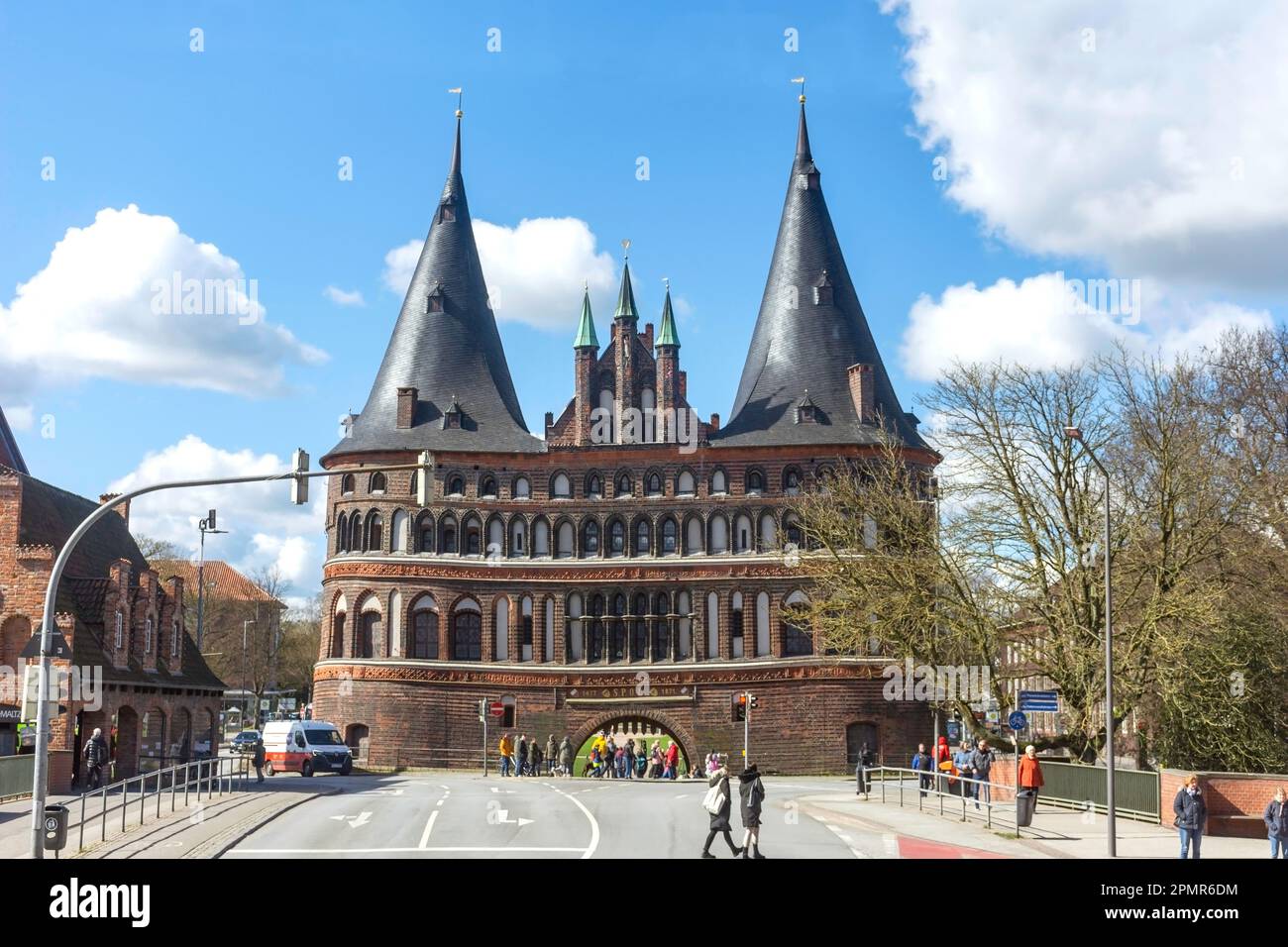 15th century Holstentor (Holsten Gate), Holstentorplatz, Lübeck, Schleswig-Holstein, Federal Republic of Germany Stock Photo