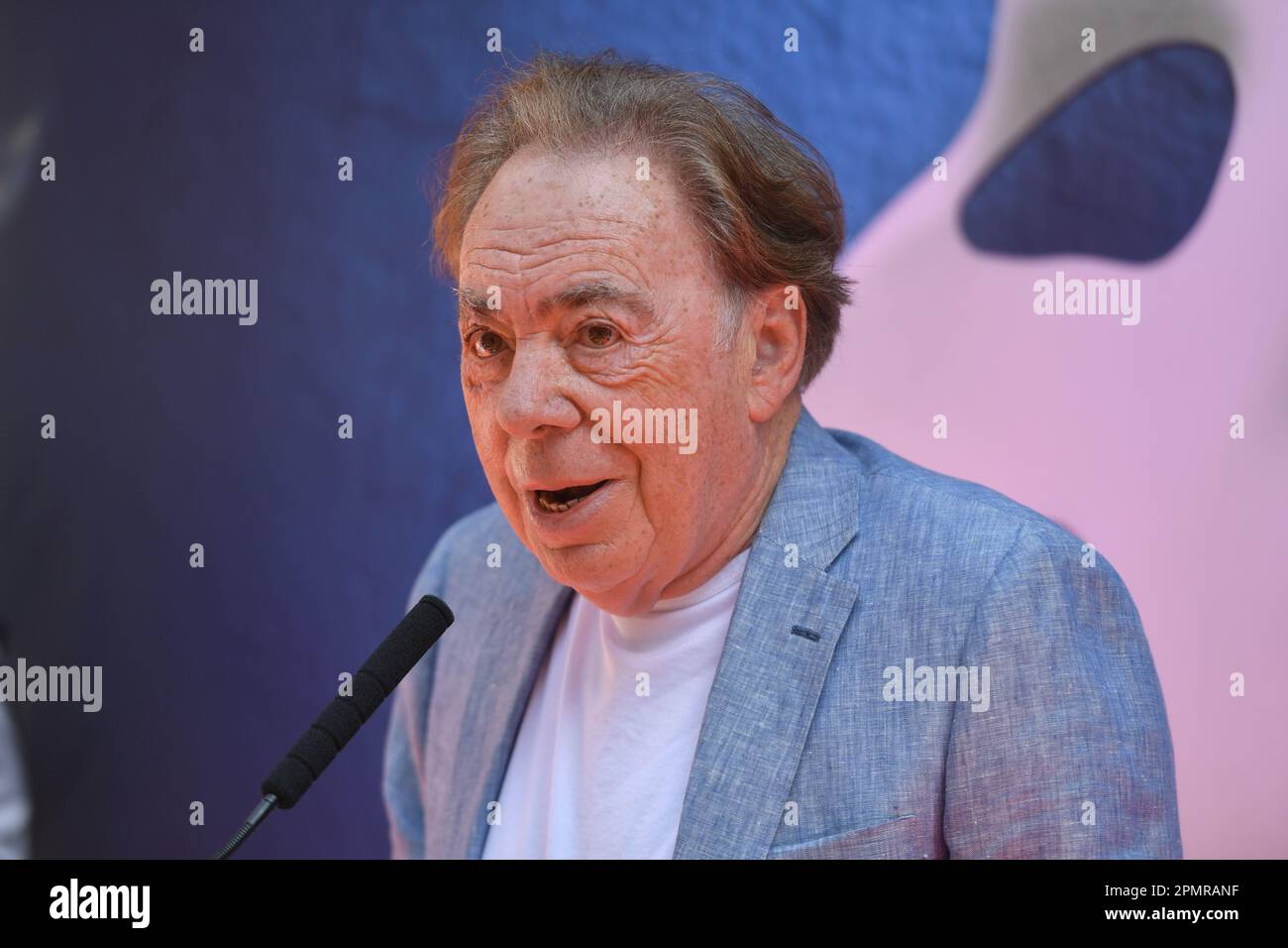 Andrew Lloyd Webber announcement on the final weekend of 'Phantom of the Opera' on Broadway, Majestic Theater, New York, USA - 14 Apr 2023 Stock Photo