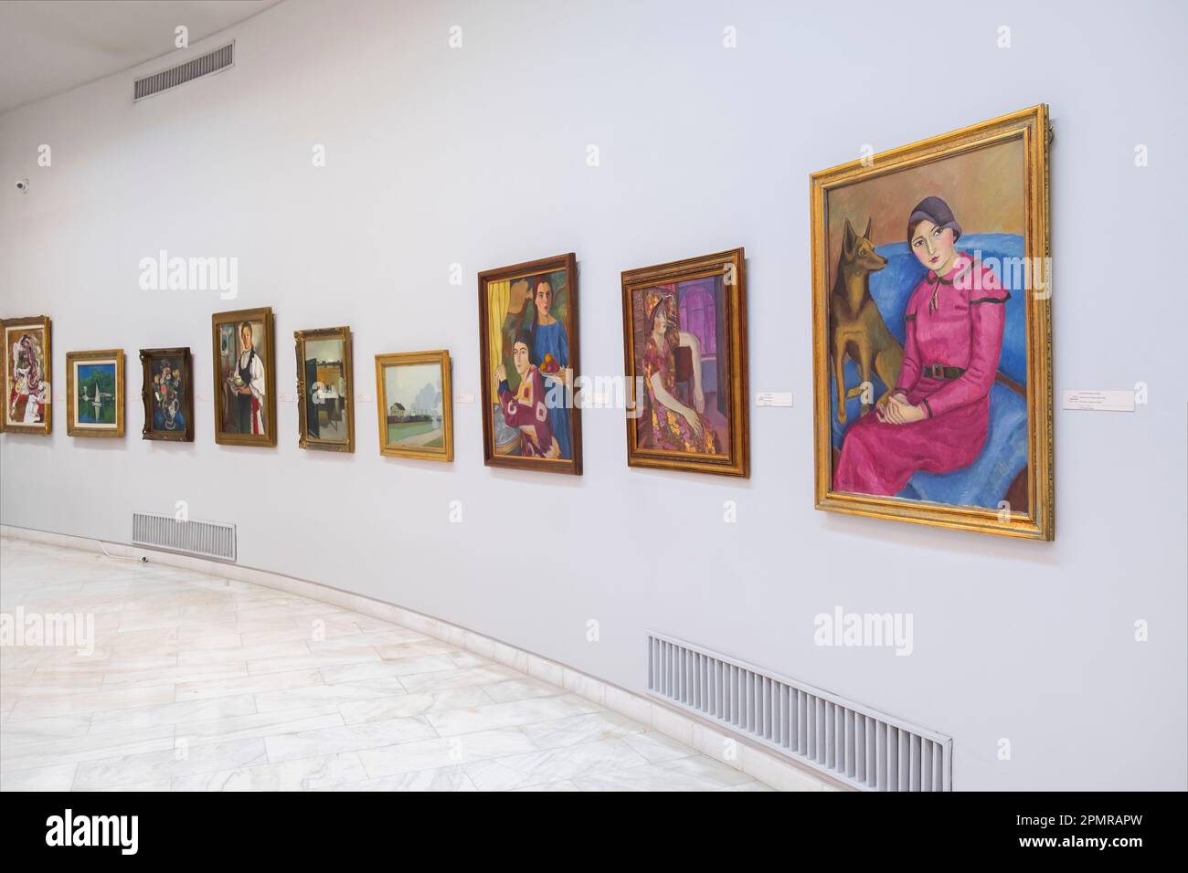 Interior of the National Museum Art Bucharest located in the former Royal Palace of Bucharest, Romania. Gallery of Romanian art. Stock Photo