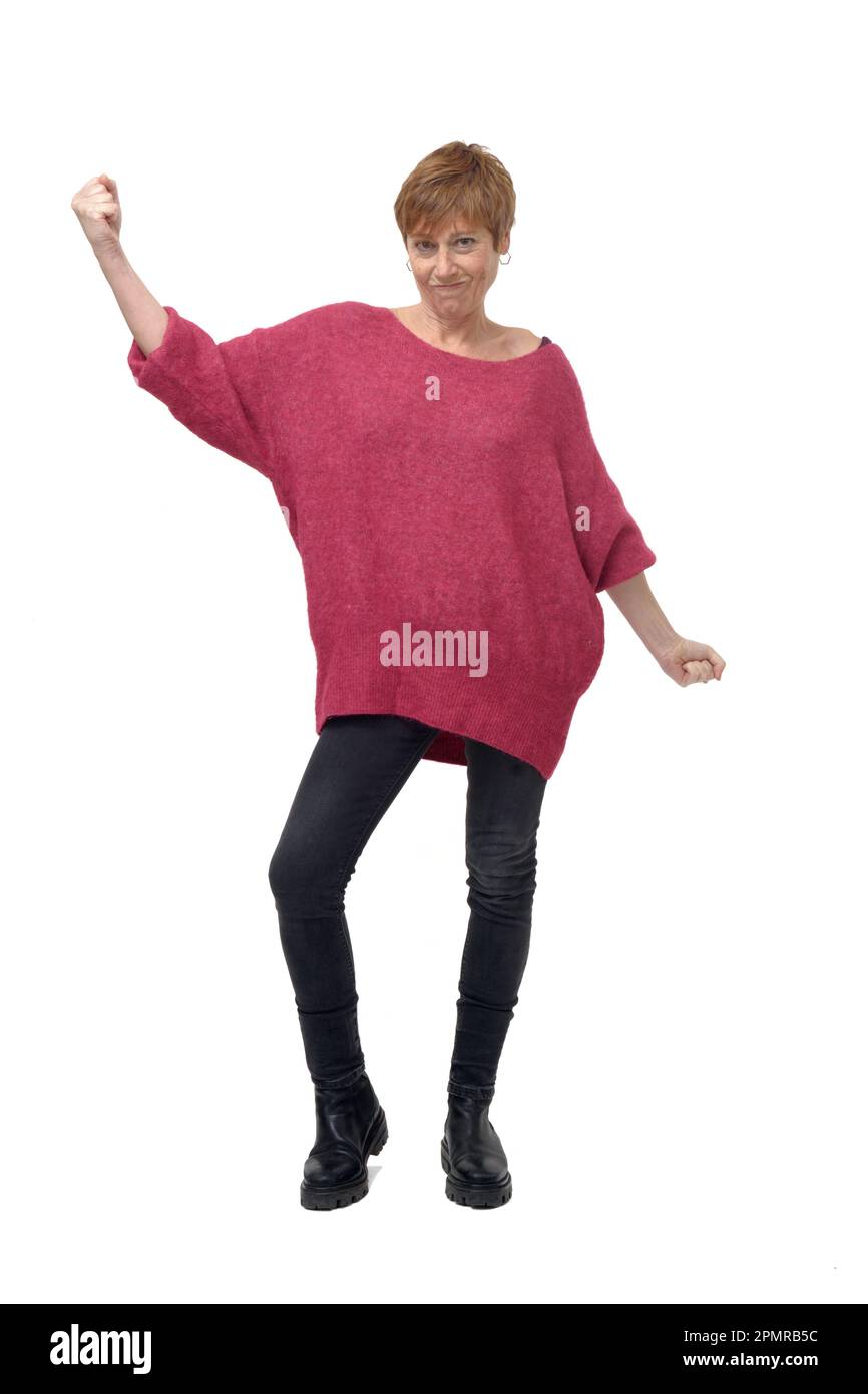 Mature woman happy arms up hi-res stock photography and images - Alamy