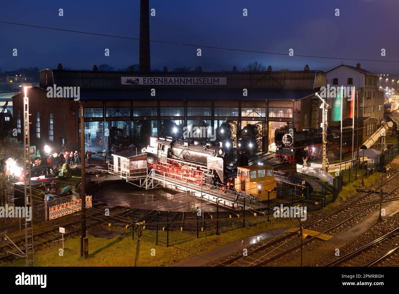 Dresden, Germany. 14th Apr, 2023. A historic steam is