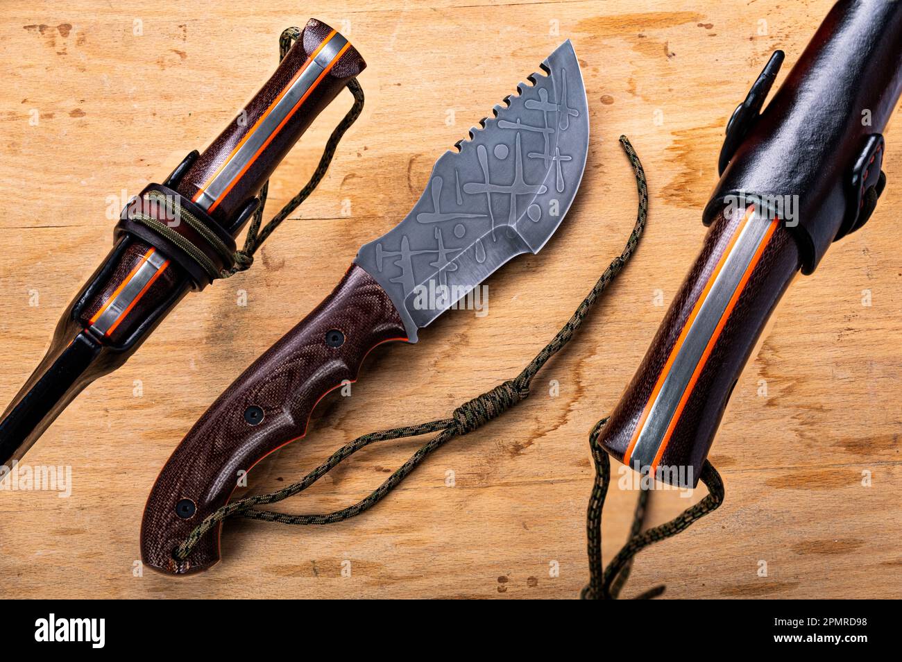 Knife for cutting bones. Survival knife. Photo of a knife in three