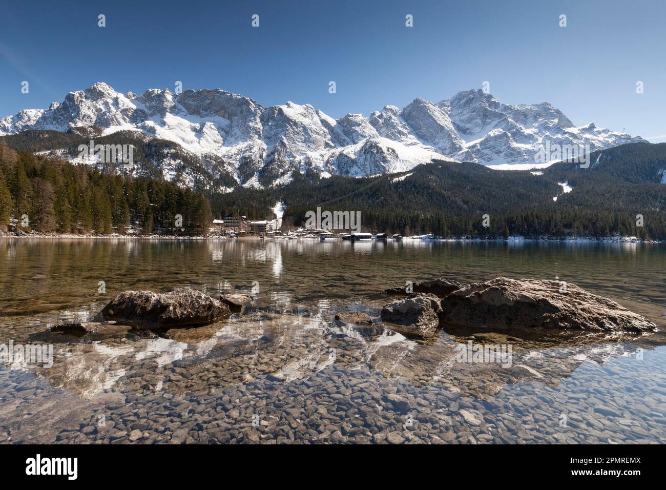 Eibsee lake, Zugspitze, Grainau, Upper Bavaria, Bavaria, Germany Stock Photo
