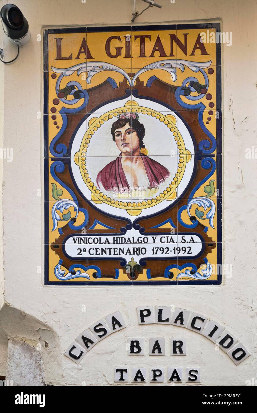 Tile painting on a house wall, Seville, Andalusia, Spain Stock Photo