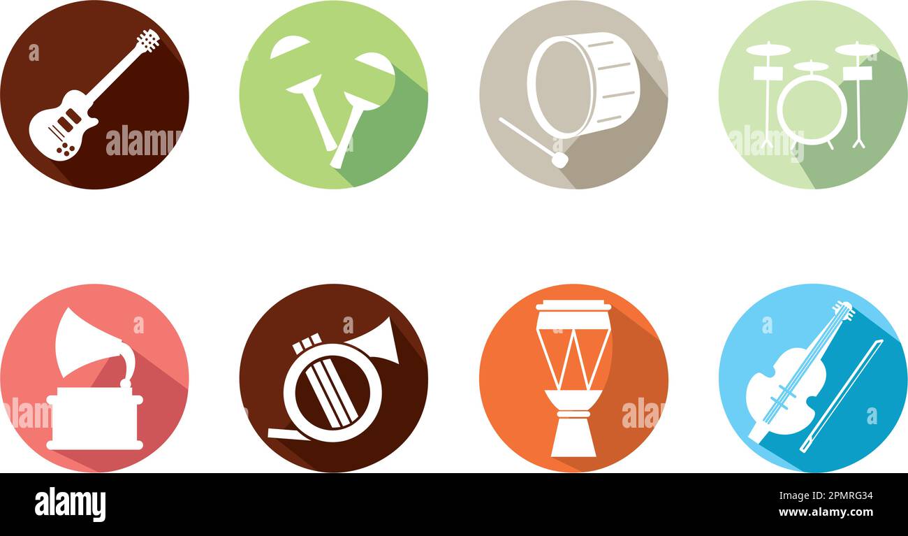 Set of different musical instrument icons Vector Stock Vector Image ...