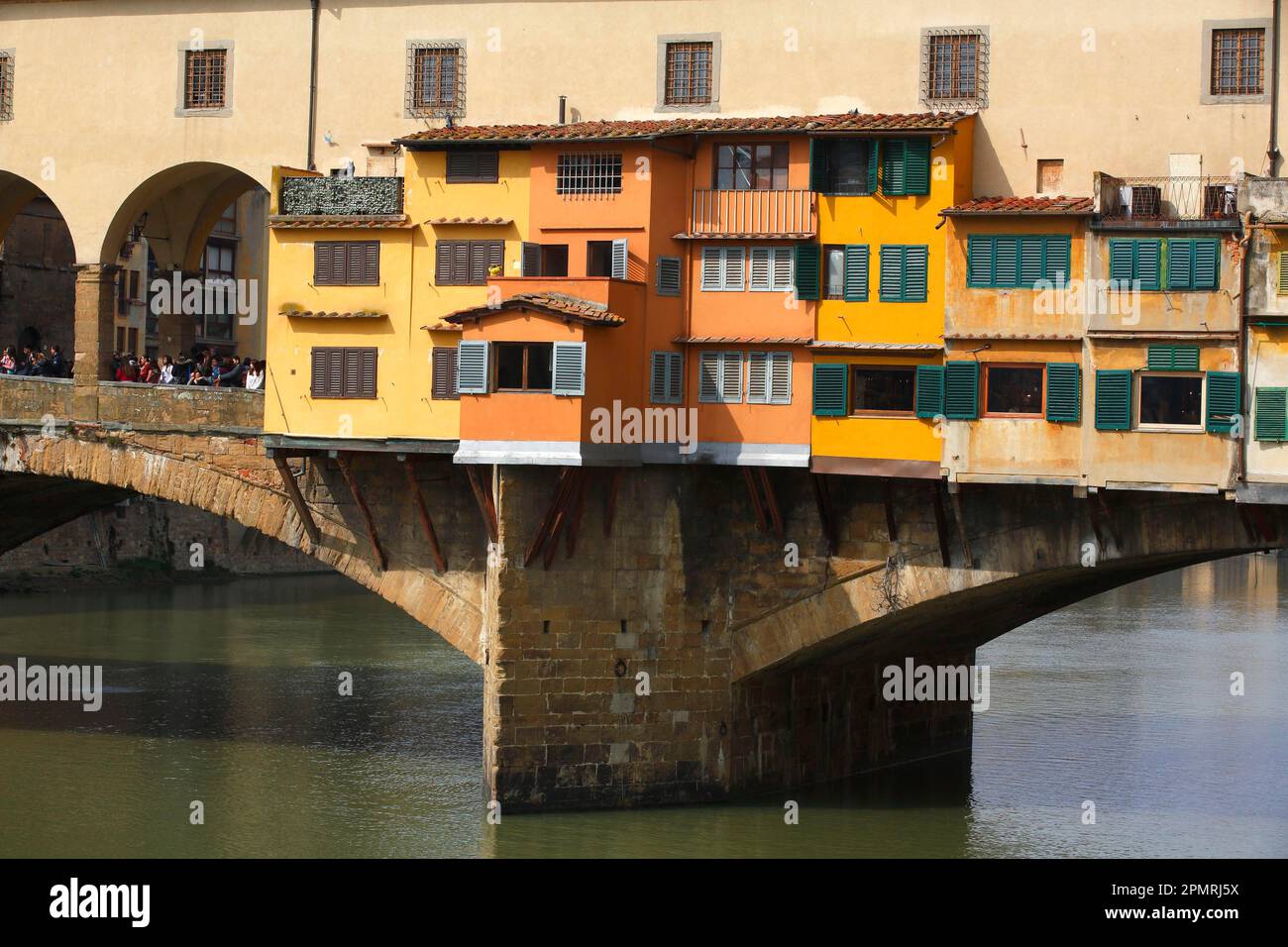 Ponte Vecchio, Medieval Bridge over the Arno, UNESCO World Heritage Site, Old Town Florence, Tuscany, Italy Stock Photo