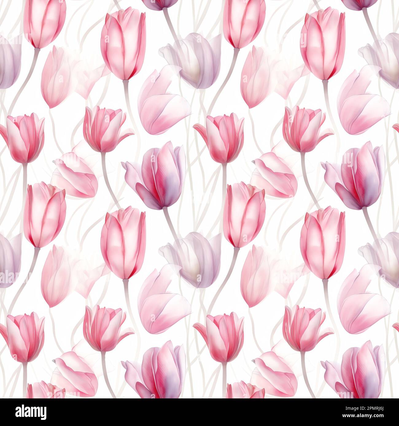 Tulips- Seamless Floral Print - Seamless Watercolor Pattern Flowers ...