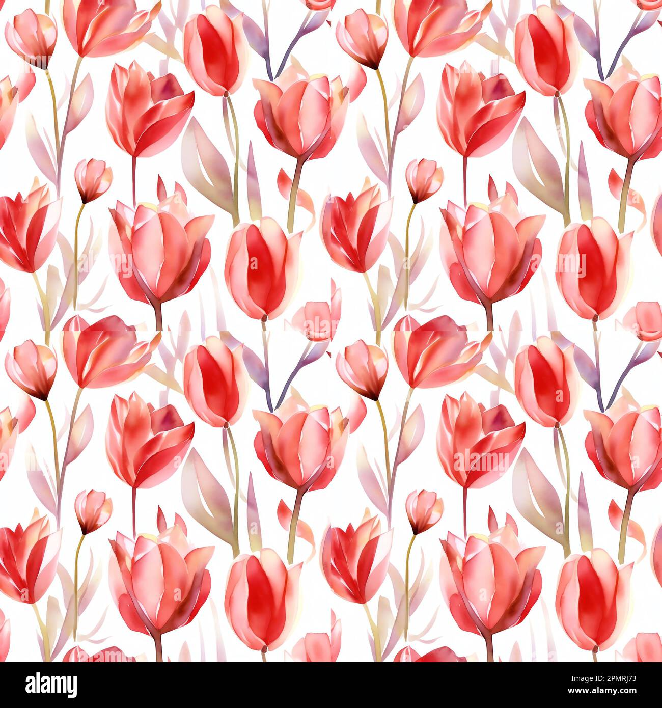 Tulips- Seamless Floral Print - Seamless Watercolor Pattern Flowers ...