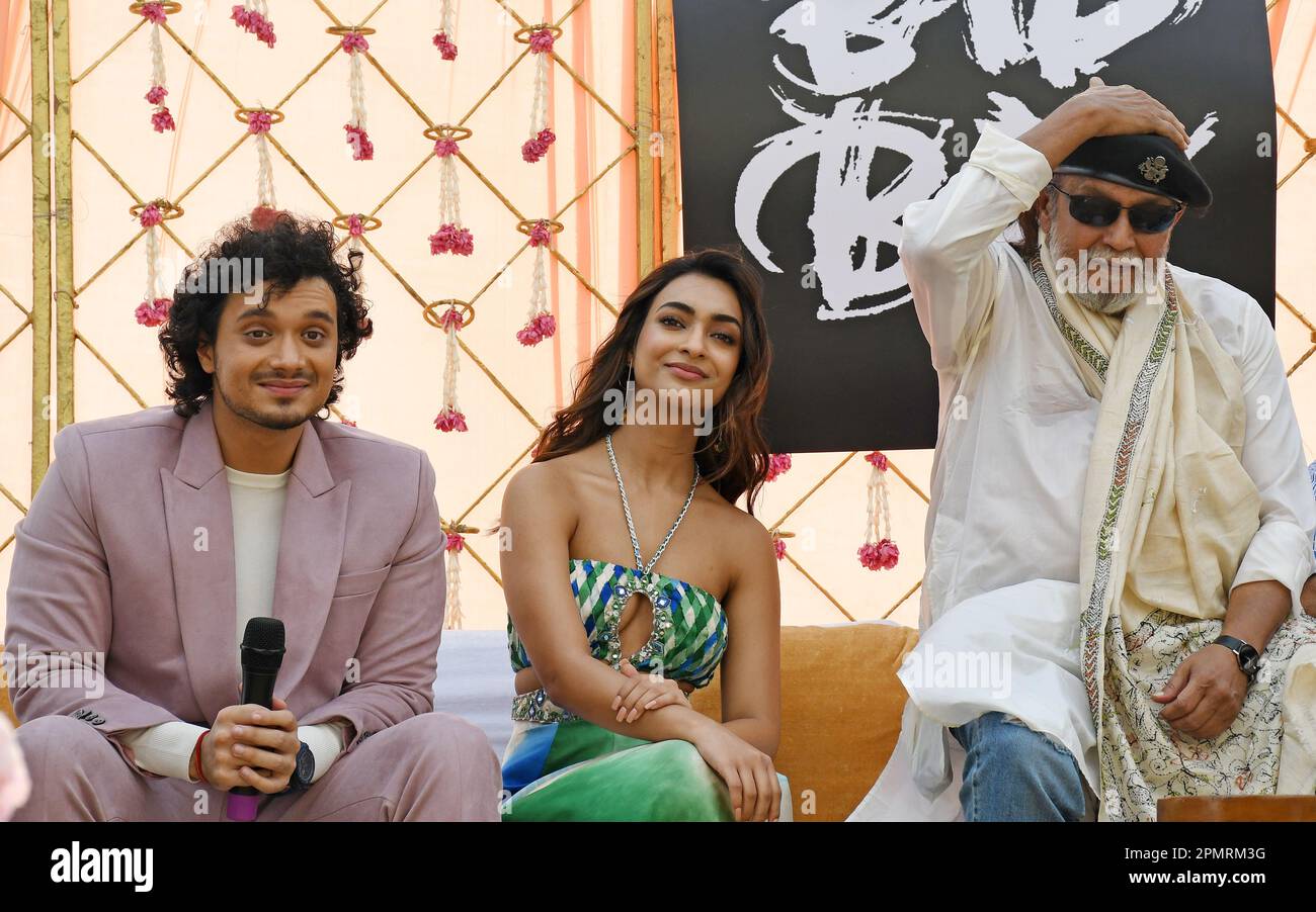 Mumbai, India. 14th Apr, 2023. Bollywood actor Mithun Chakraborty seen  during the curtain raiser event of his upcoming film 'Bad Boy' in Mumbai.  The film will be released in theaters on 28th