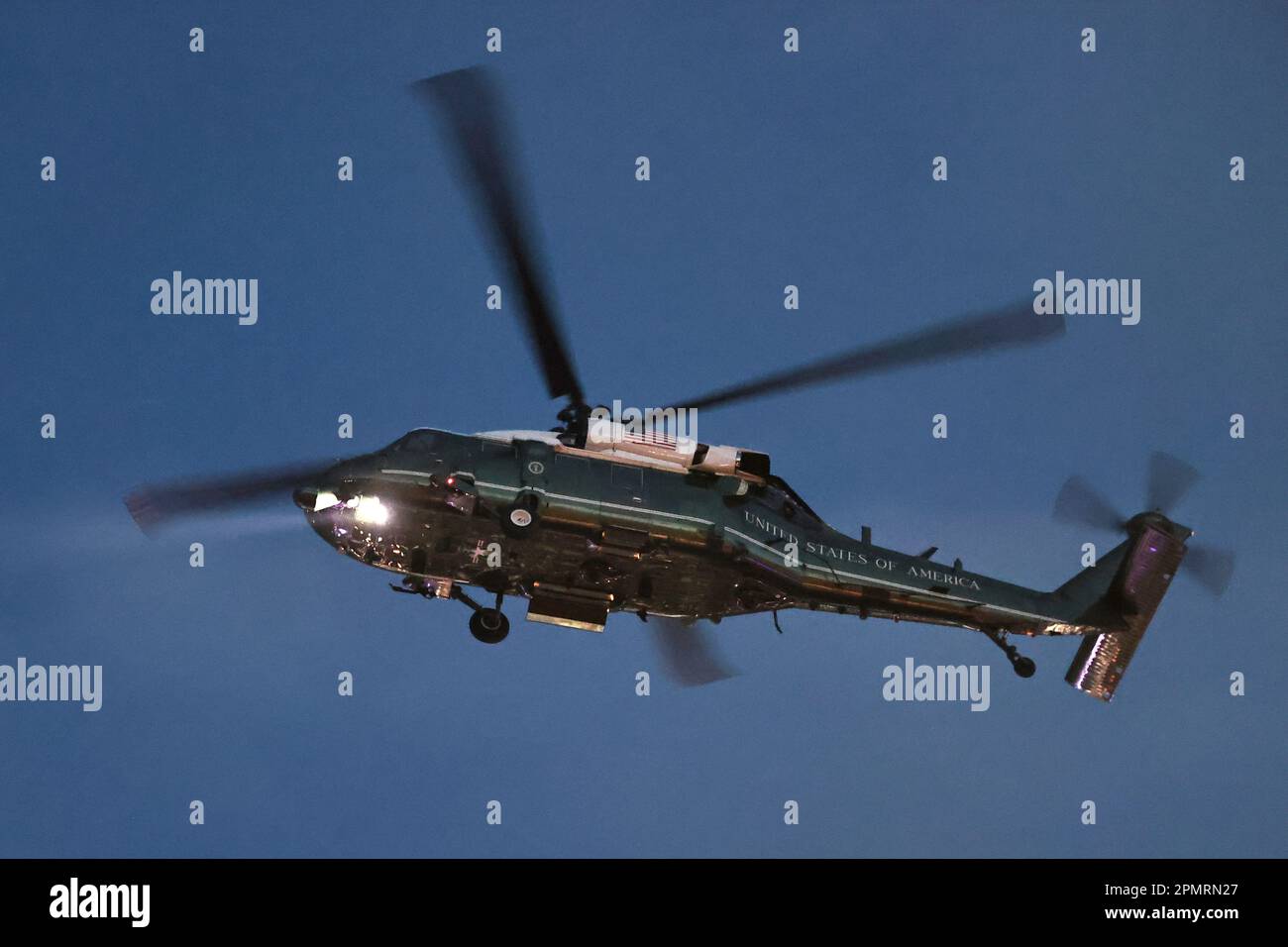 Marine one arriving ahead of US President Joe Biden delivering a speech