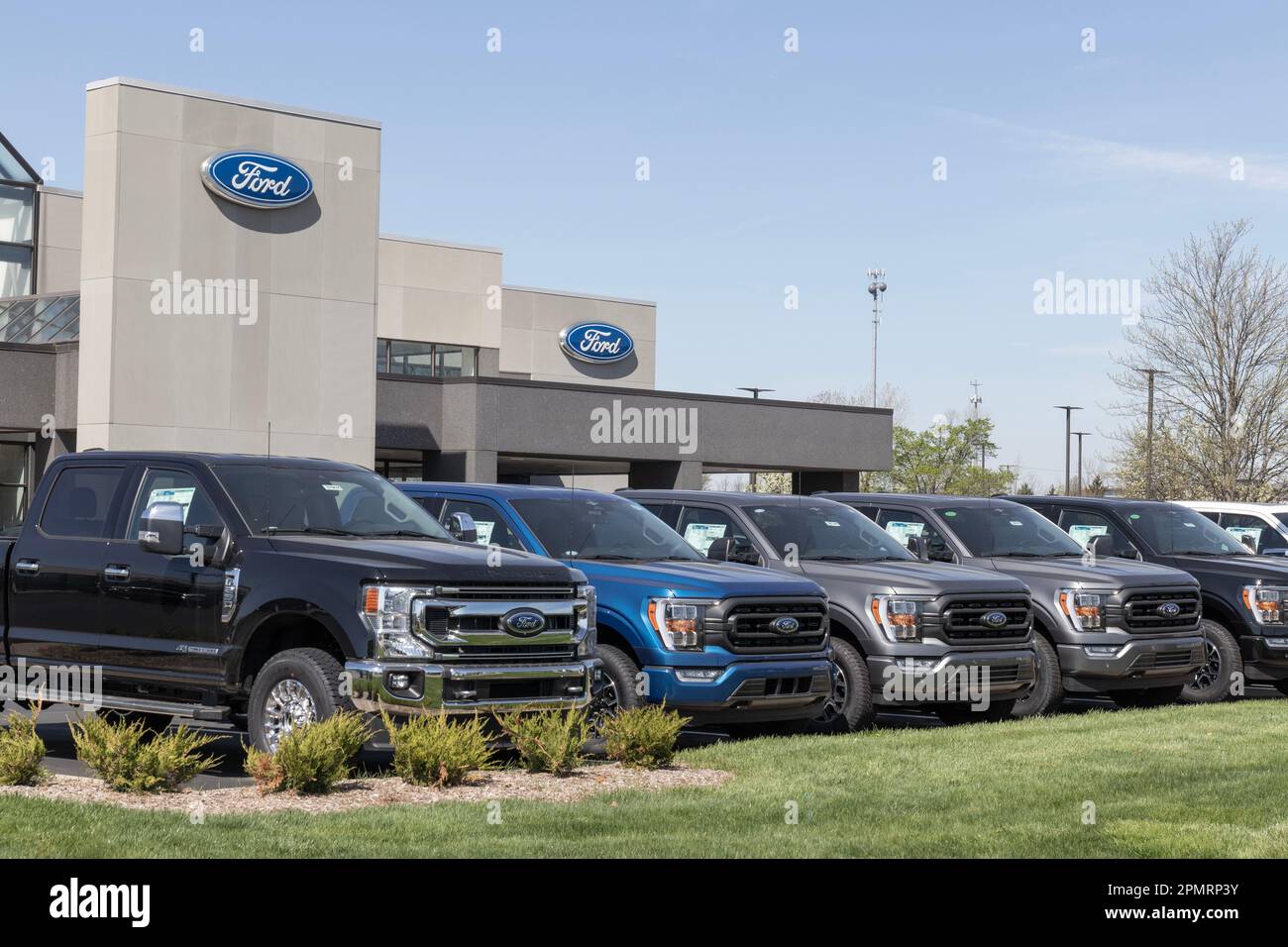 Zionsville Circa April 2023 Ford F250 and F150 display at a