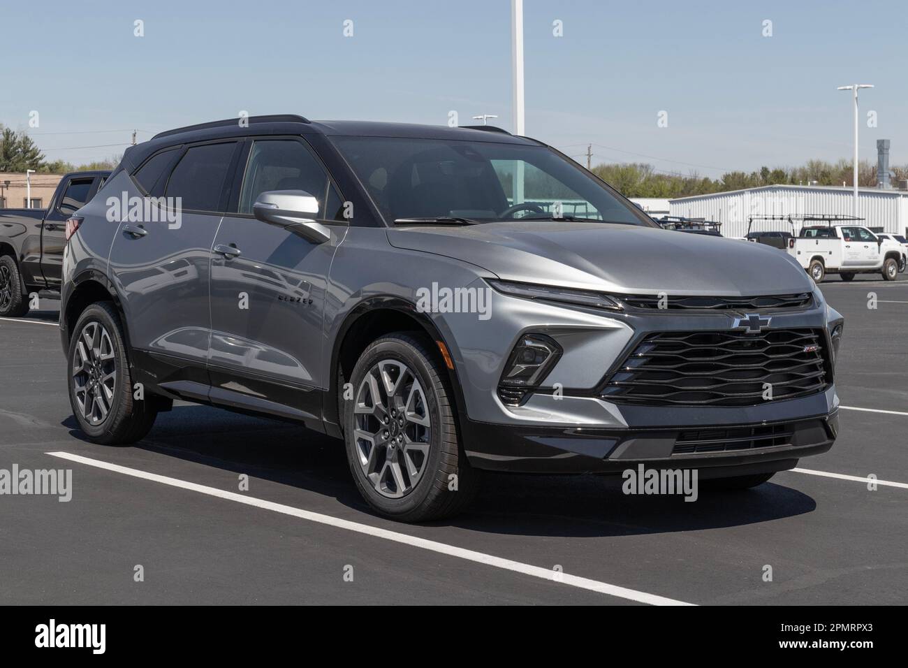 Indianapolis - Circa April 2023: Chevrolet Blazer display at a dealership. Chevy offers the Blazer in 2LT, 3LT and RS models. Stock Photo