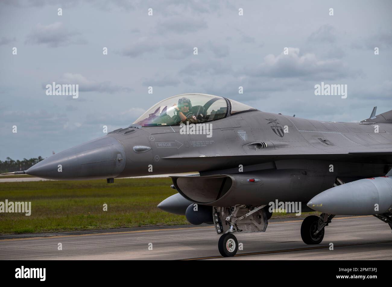 An F16 Fighting Falcon pilot with the 121st Fighter Squadron, Andrews