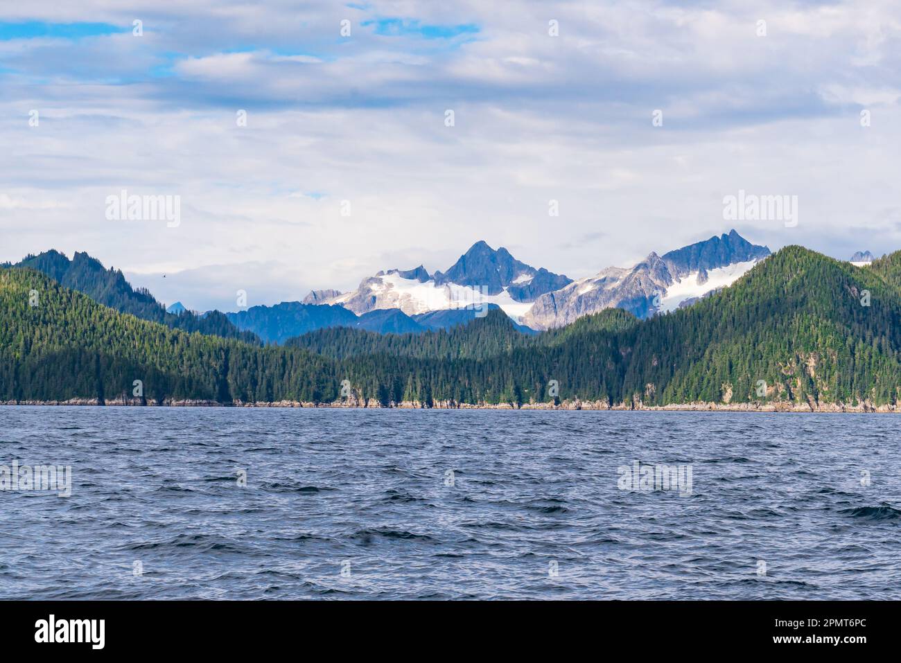 Mountains along the rugged coastline of Resurrection Bay near Seward, Alaska Stock Photo