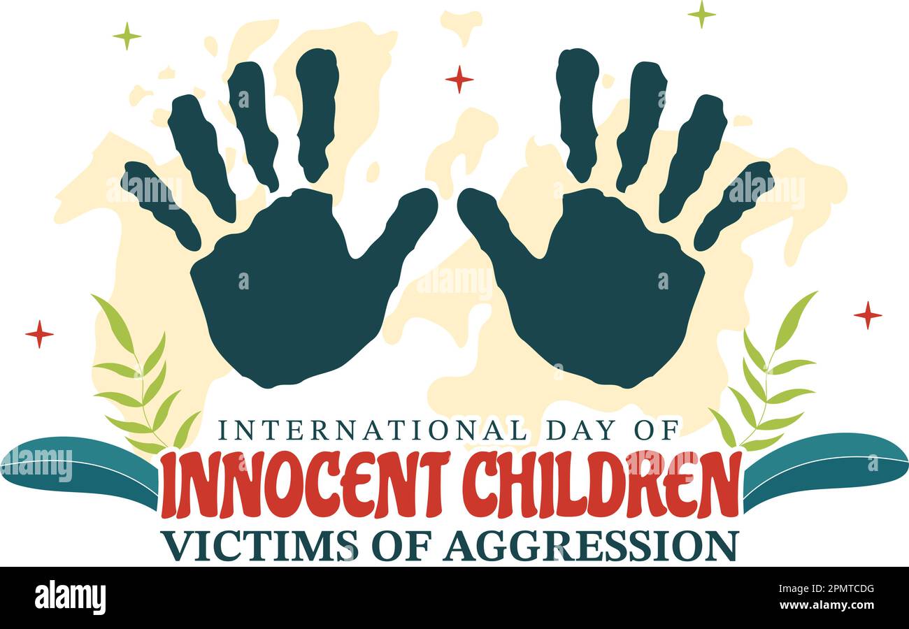 International Day of Innocent Children Victims of Aggression Vector Illustration with Kids Sad Pensive and Cries in Flat Cartoon Hand Drawn Templates Stock Vector