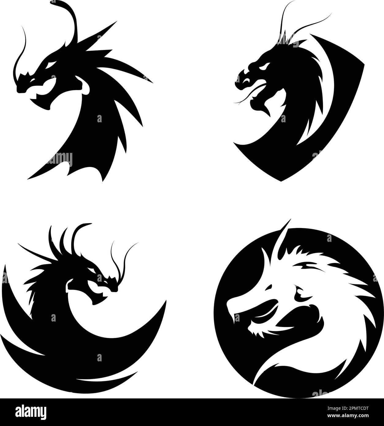 dragon head logo vector illustration template design Stock Vector