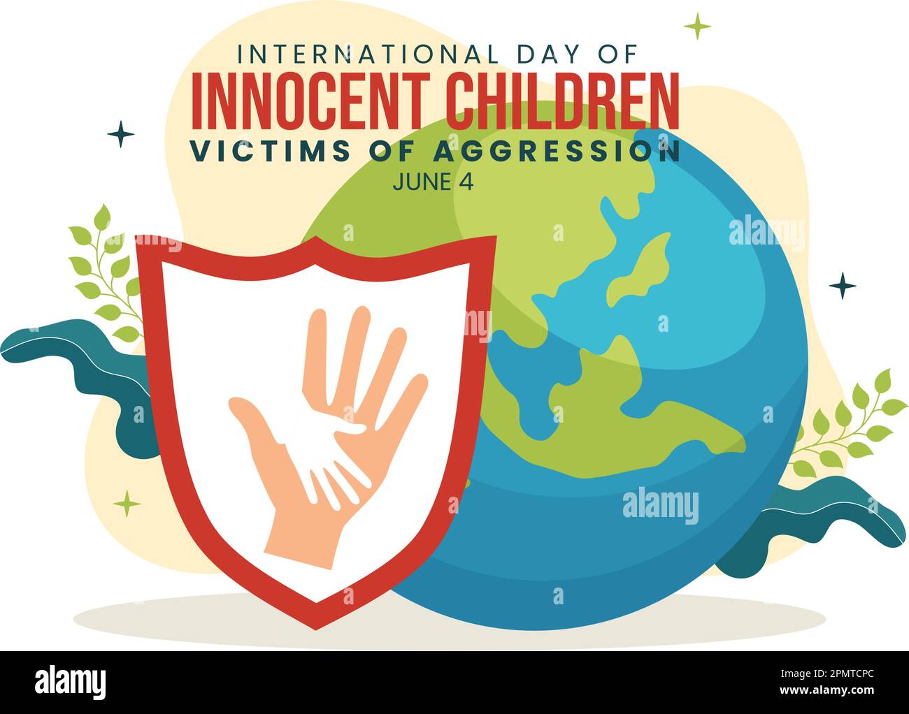 International Day of Innocent Children Victims of Aggression Vector Illustration with Kids Sad Pensive and Cries in Flat Cartoon Hand Drawn Templates Stock Vector