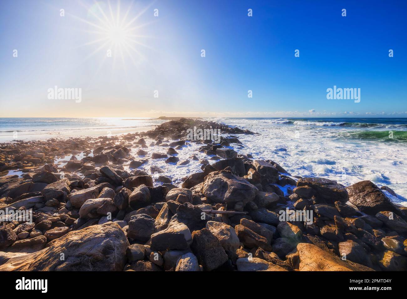 Quarry beach at Spoon rocks cape in Caves beach Pacific coast town of
