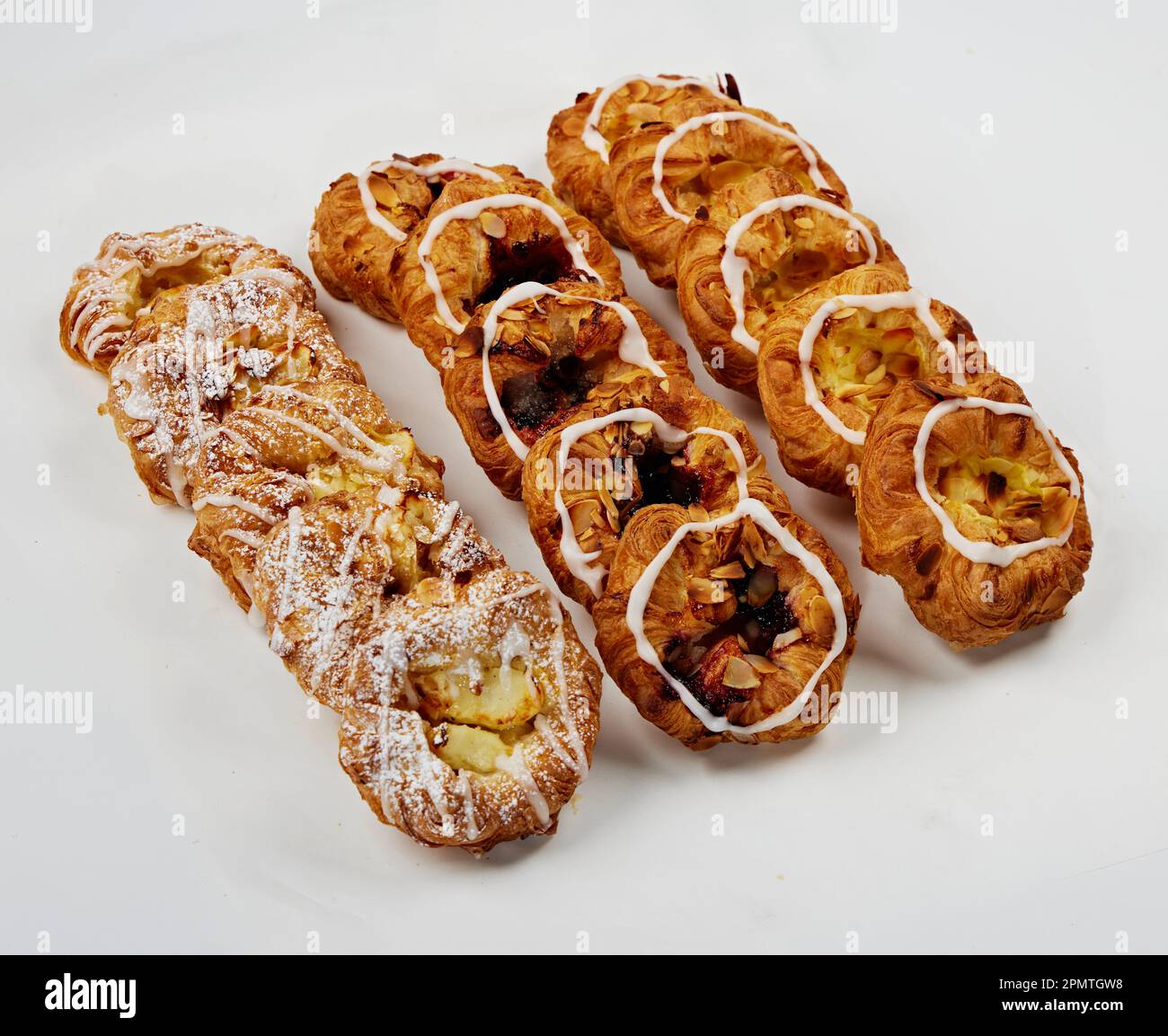 Danish pastries, soups, sandwiches, food Stock Photo
