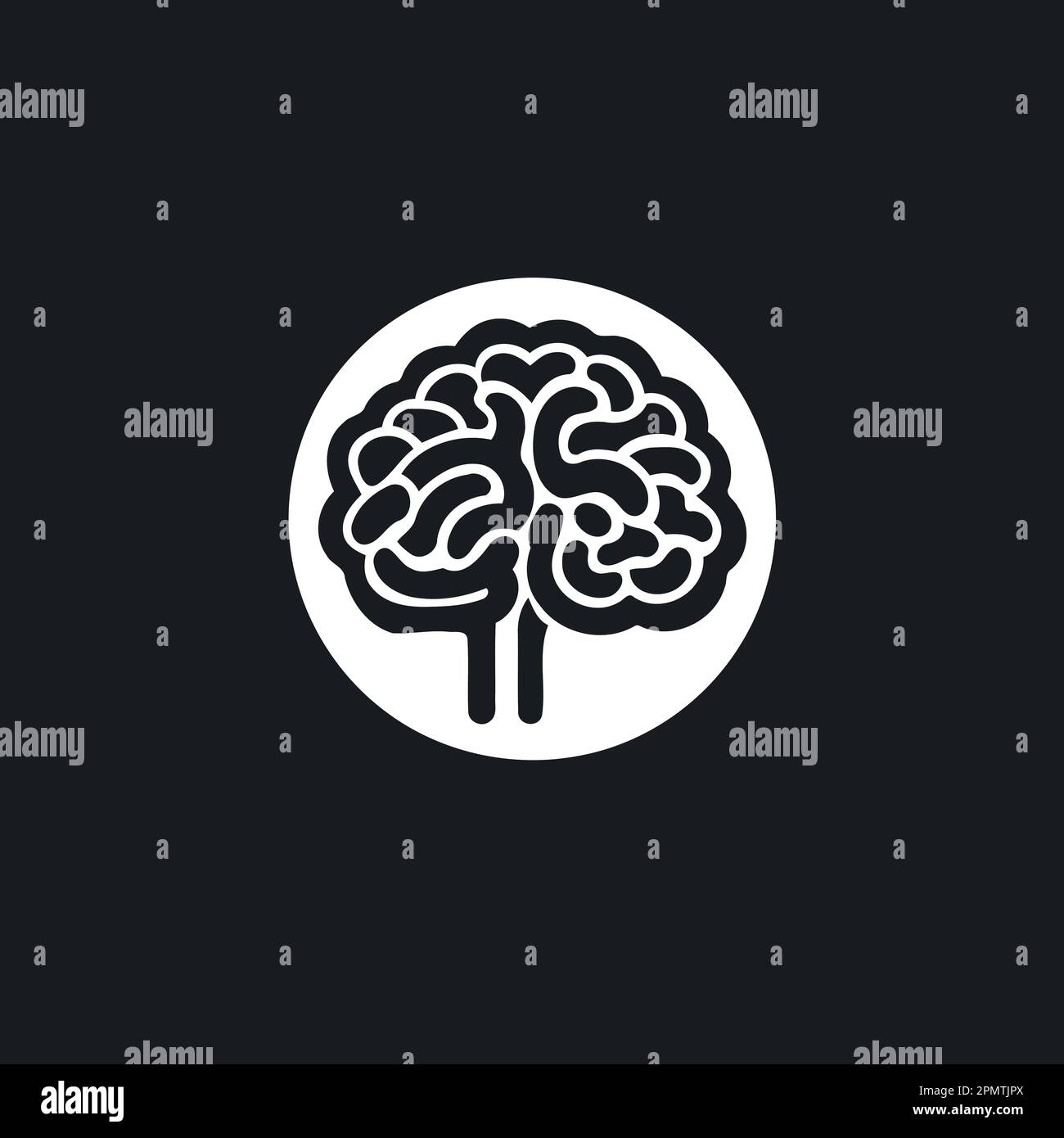 black and white human brain logo minimalist vector illustration Stock ...