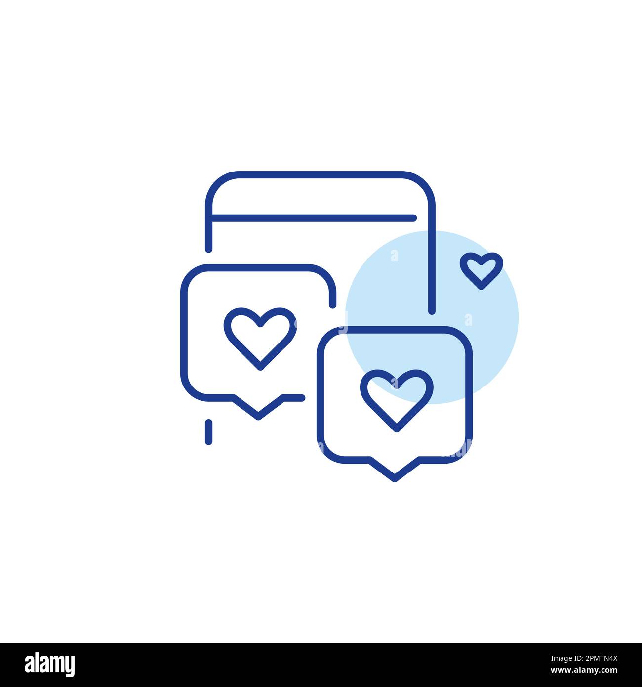 Flirt messages exchange on dating app. Smartphone with heart notification. Pixel perfect, editable stroke line icon Stock Vector